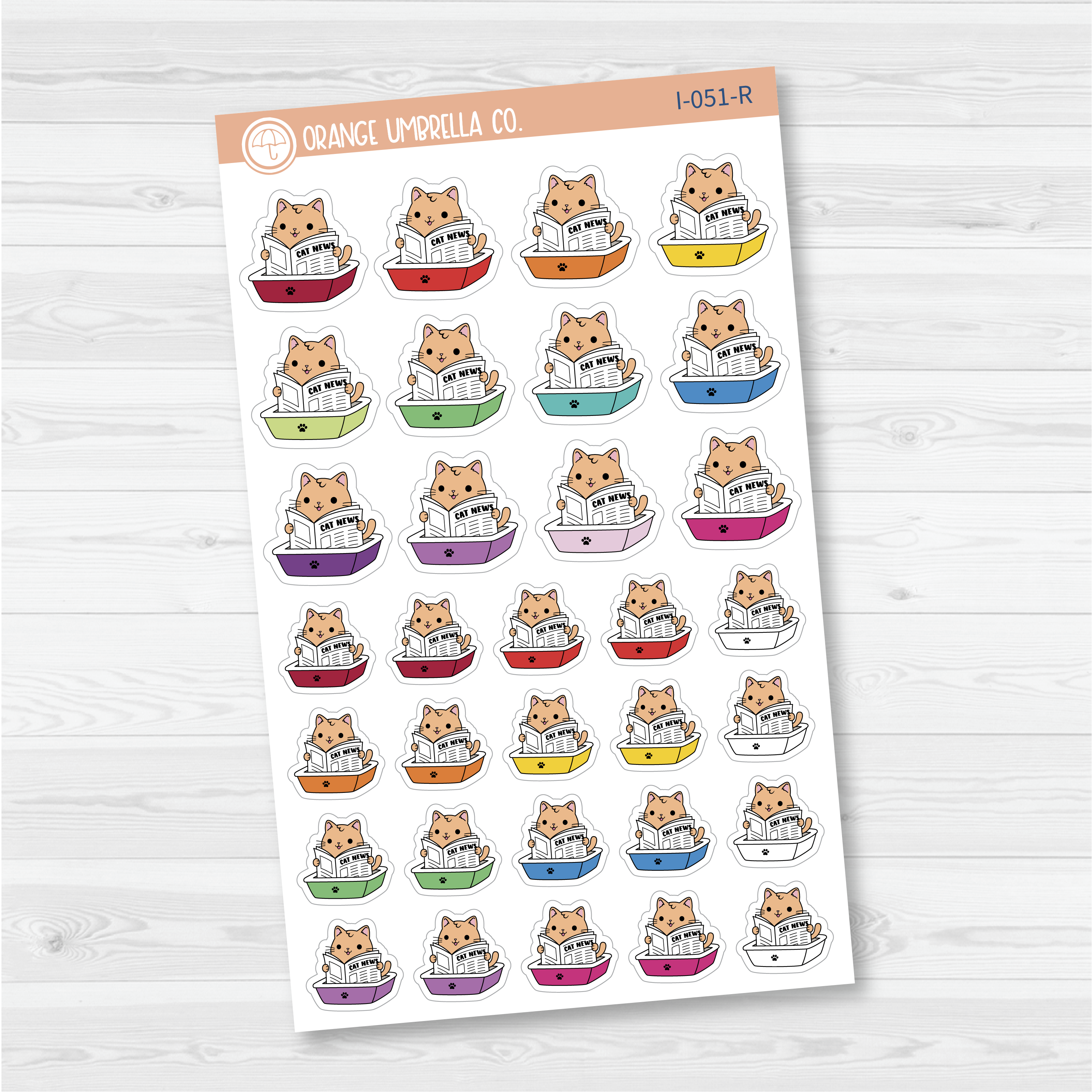 Spazz Cat Litterbox Icon Planner Stickers | I-051
