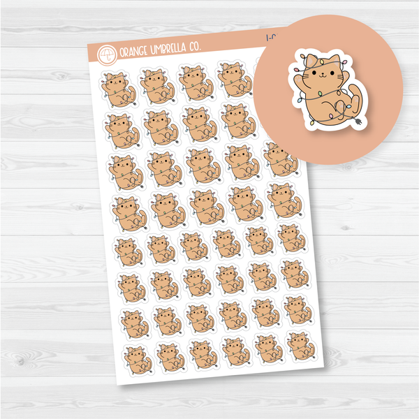 Spazz Cat Christmas Lights Icon Planner Stickers | I-058