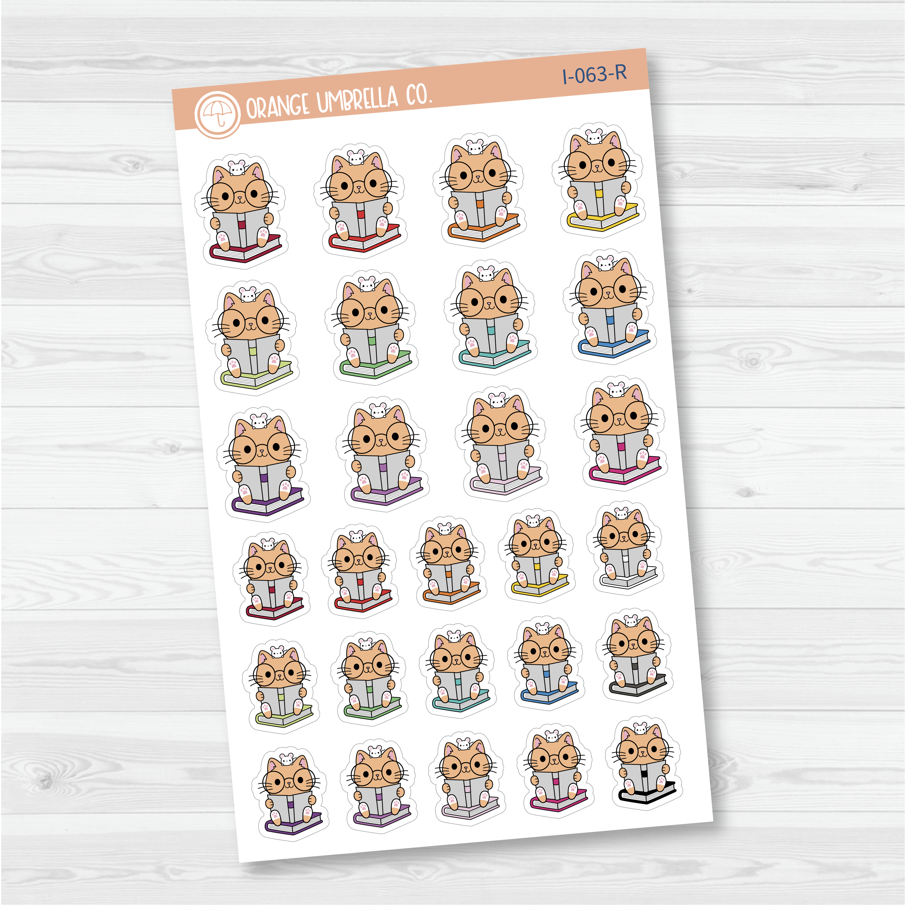 Spazz Cat Reading Icon Planner Stickers and Labels | I-063