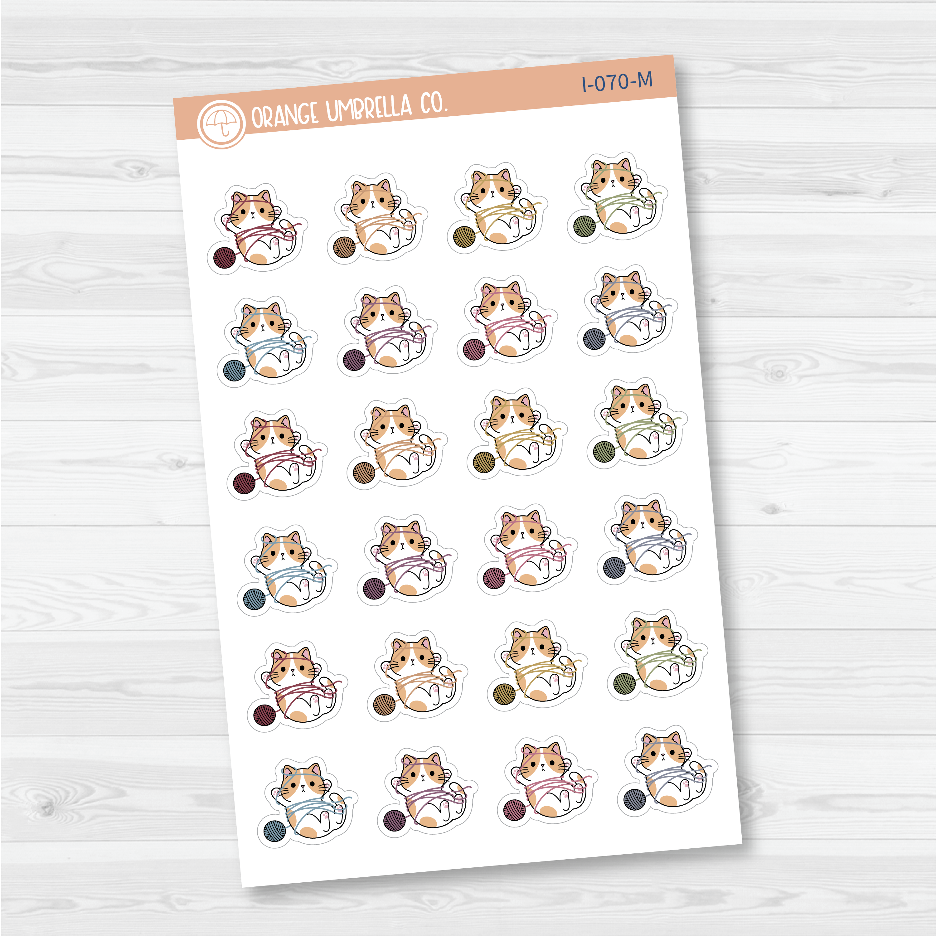 Spazz Cat Yarn Play Icon Planner Stickers | I-070