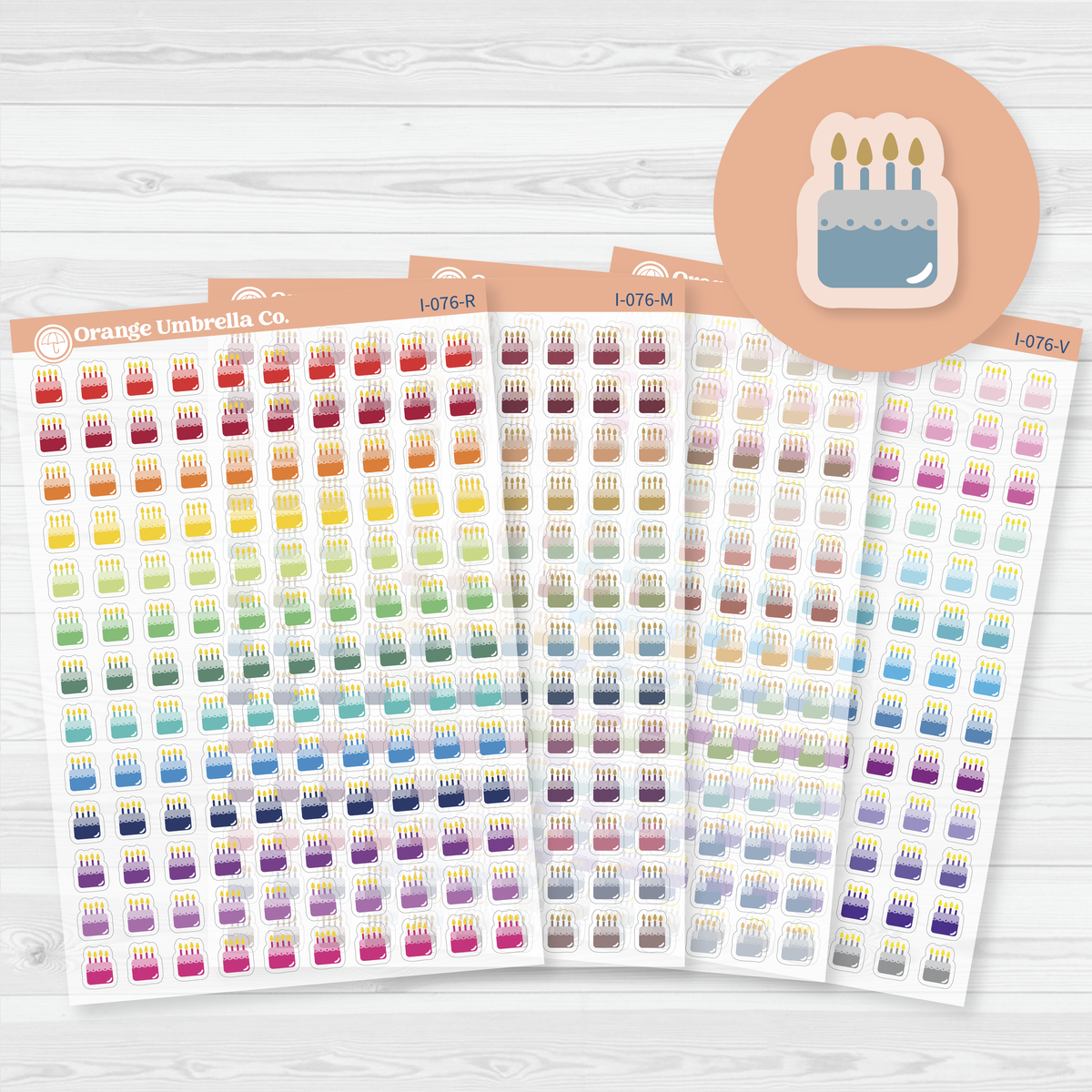 Micro Birthday Cake Icons Planner Stickers | Clear Matte | I-076-CM