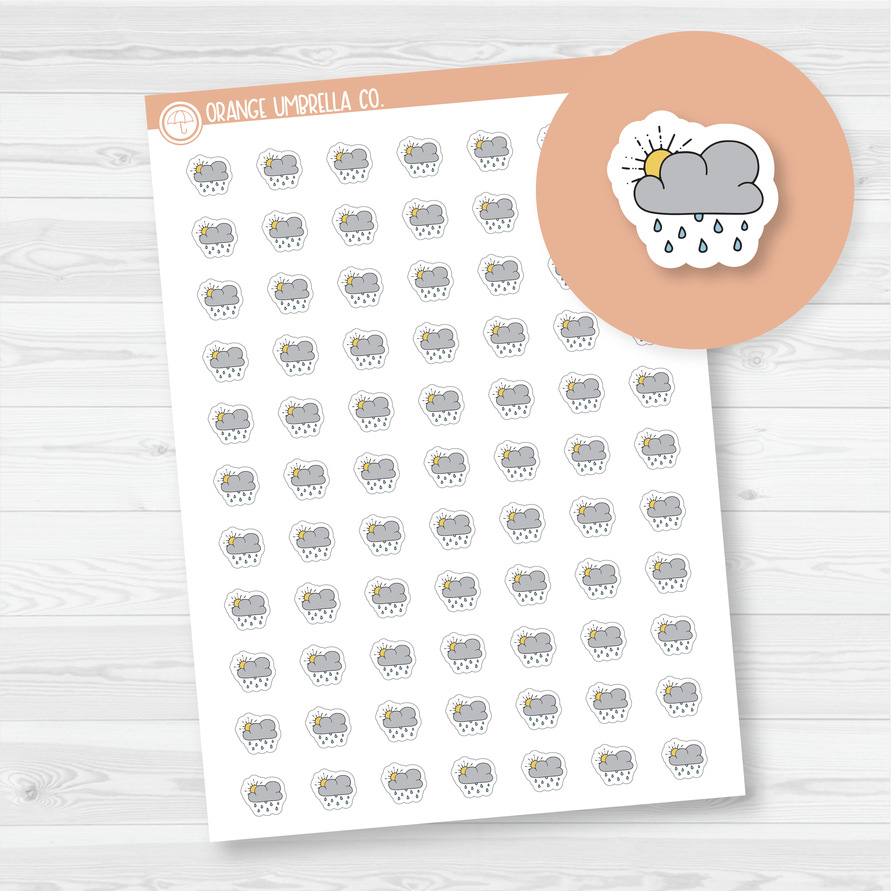 Partly Rainy Weather - Micro Icon Planner Stickers | I-079