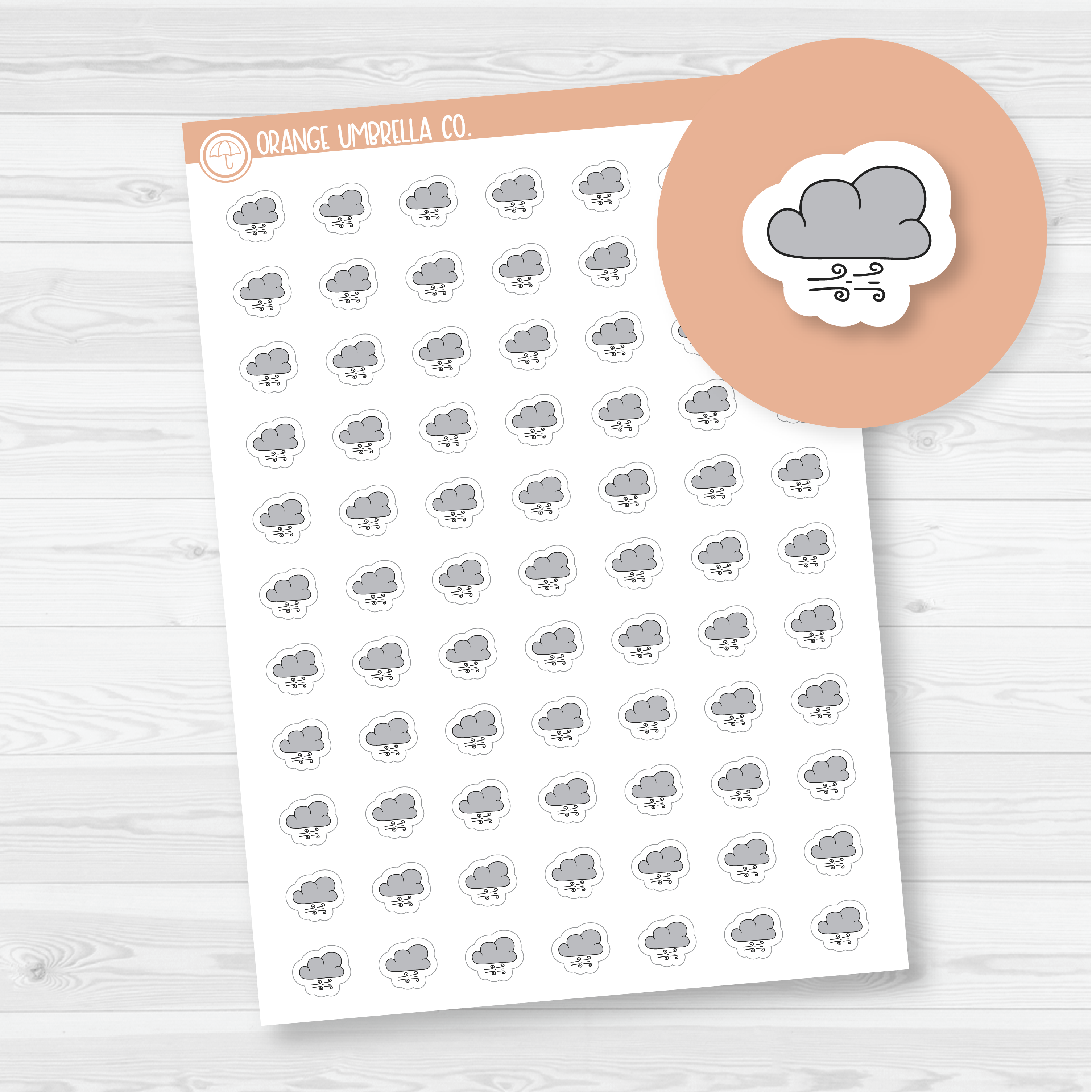 Windy Weather - Micro Icon Planner Stickers | I-089
