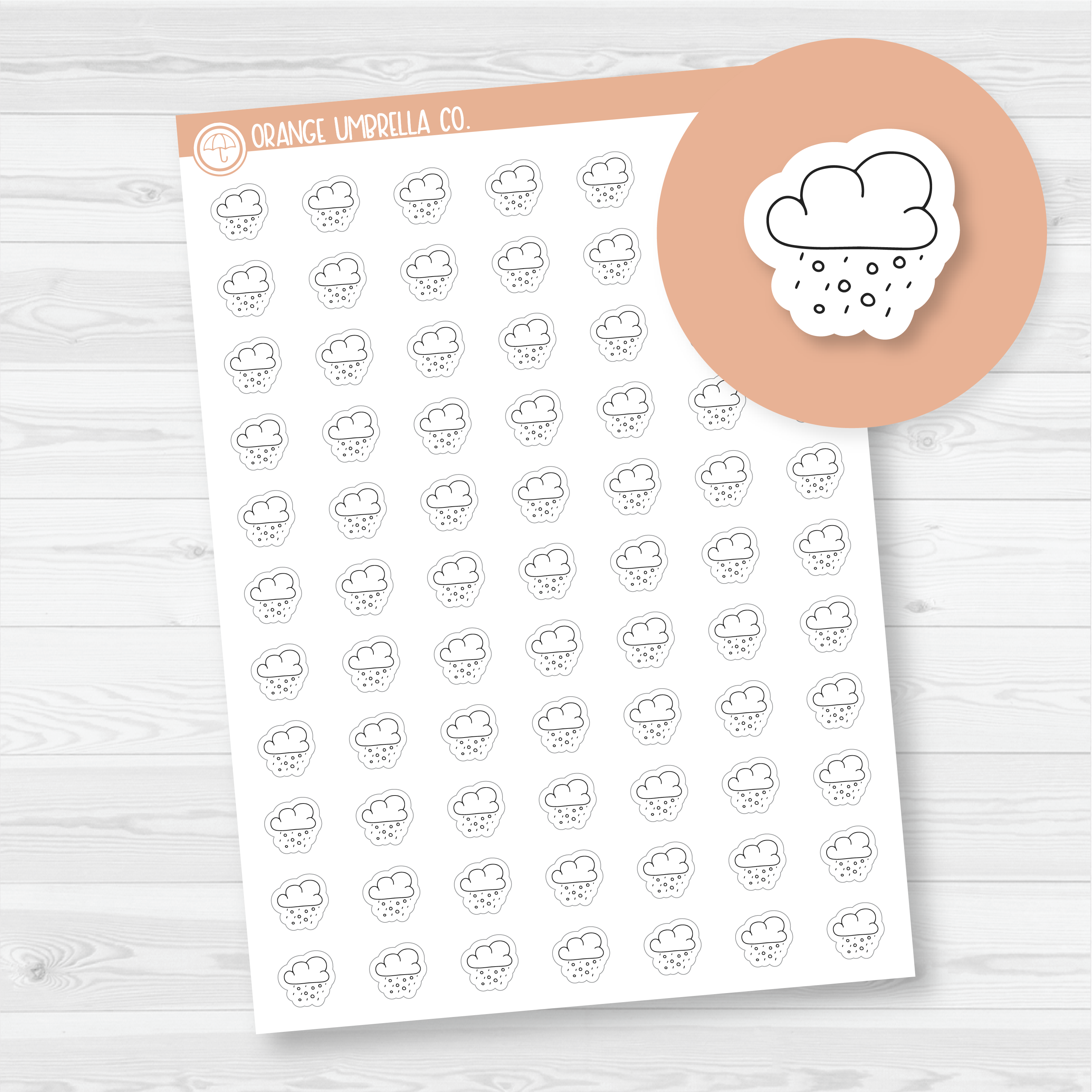 Snow Showers Weather - Micro Icon Planner Stickers | Outline | I-094-B