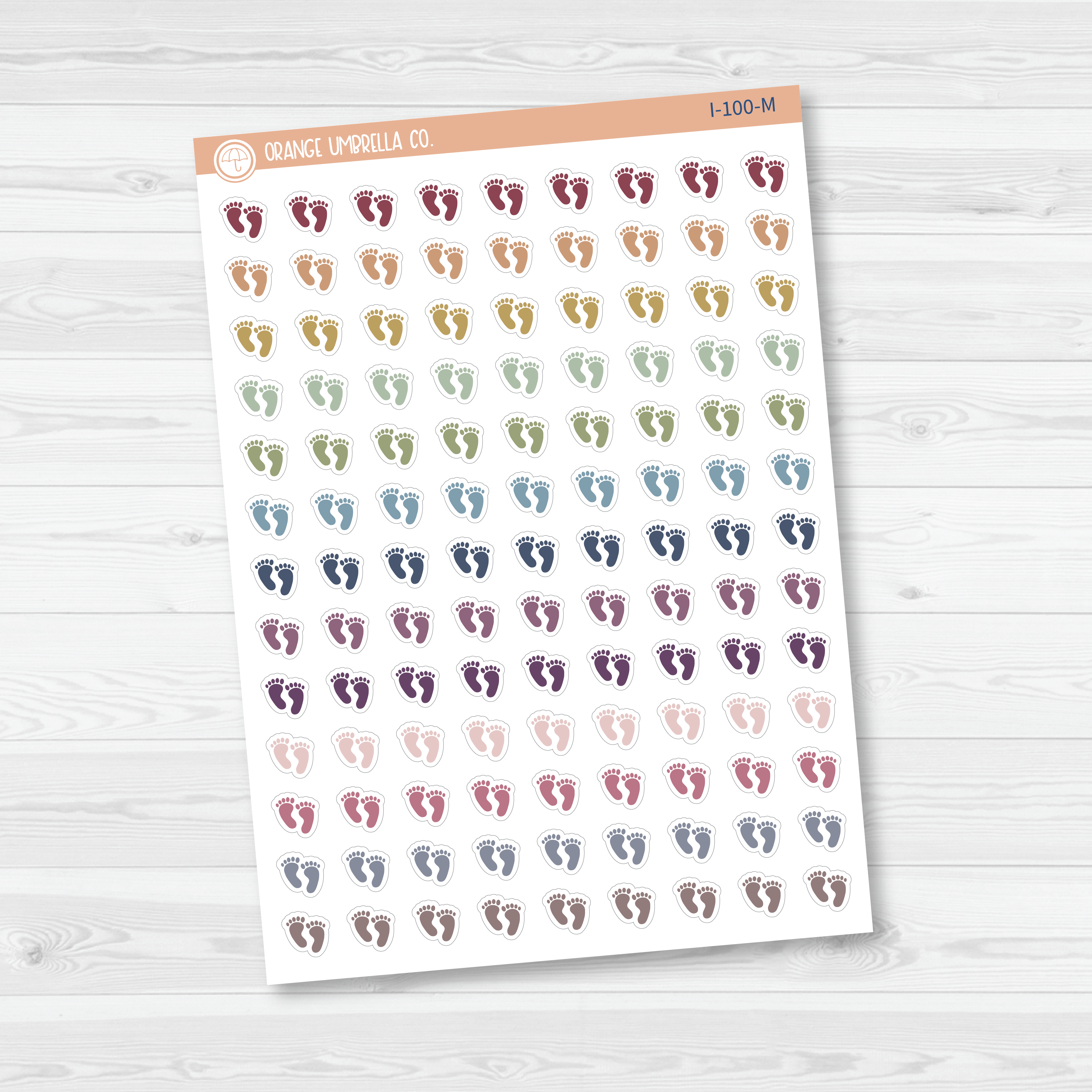 Baby Feet Icon Planner Stickers | Footprint Icon Labels | I-100 - I-103
