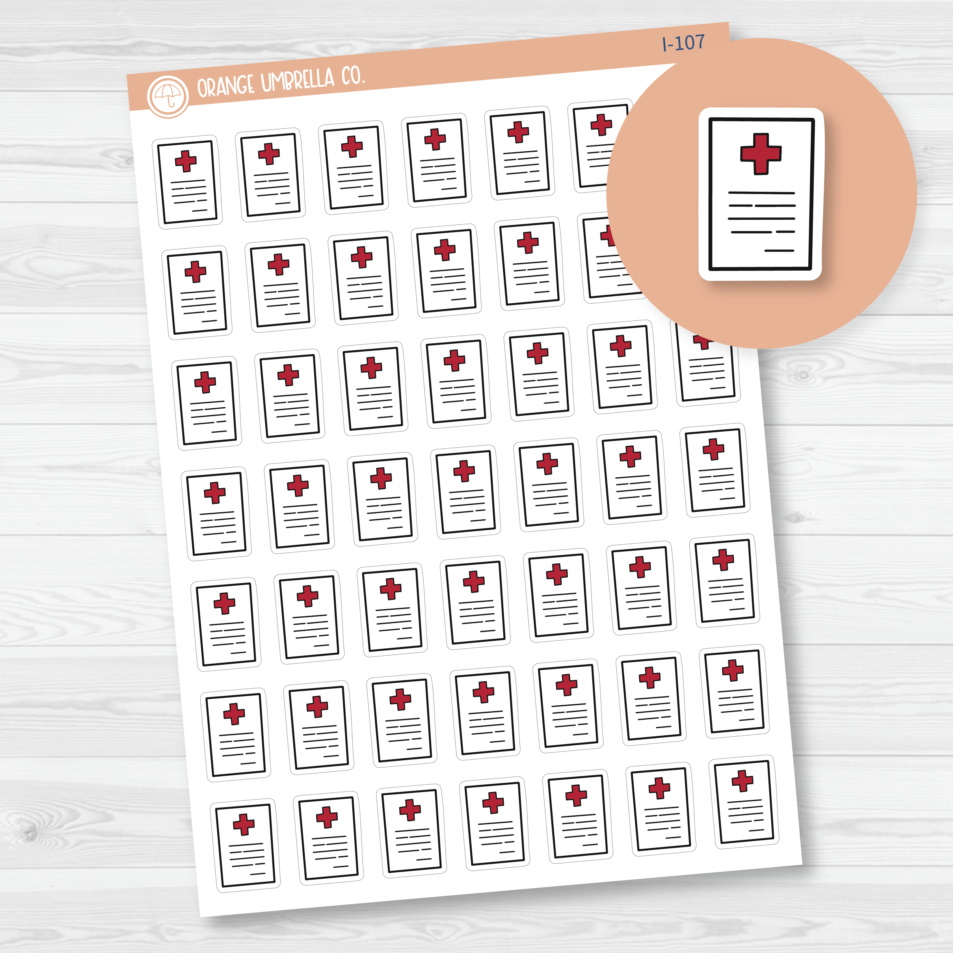 Medical Bill / Chart Icon Planner Stickers | I-107