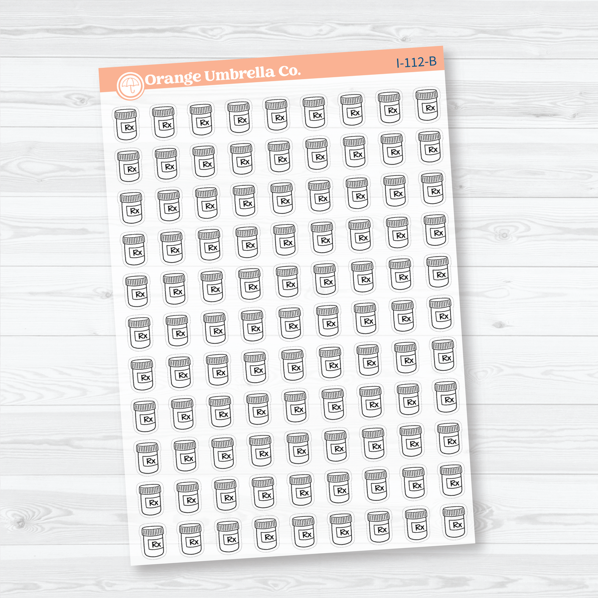 Prescription Bottle Icons | Clear Matte Medication Tracker Planner Stickers | I-112-CM