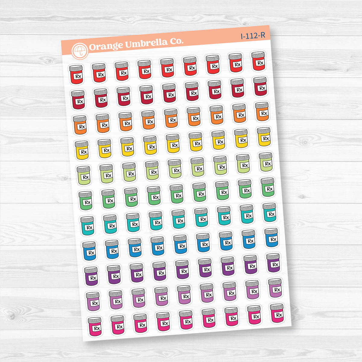 Prescription Bottle Icons | Clear Matte Medication Tracker Planner Stickers | I-112-CM