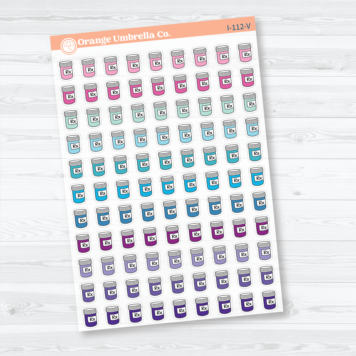 Prescription Bottle Icons | Clear Matte Medication Tracker Planner Stickers | I-112-CM