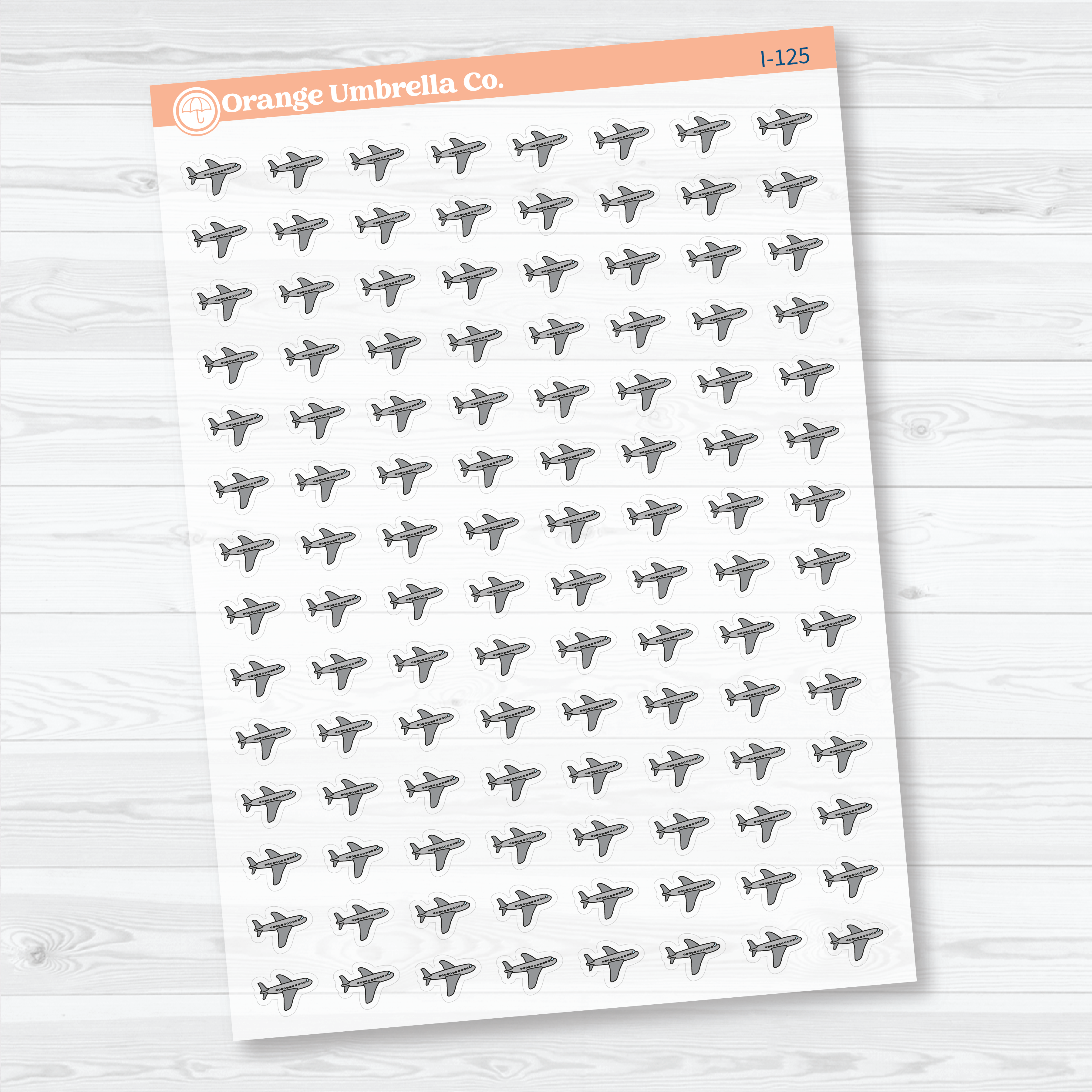 Airplane Icon Planner Stickers | Clear Matte Flight Tracking Travel Labels | I-125-CM