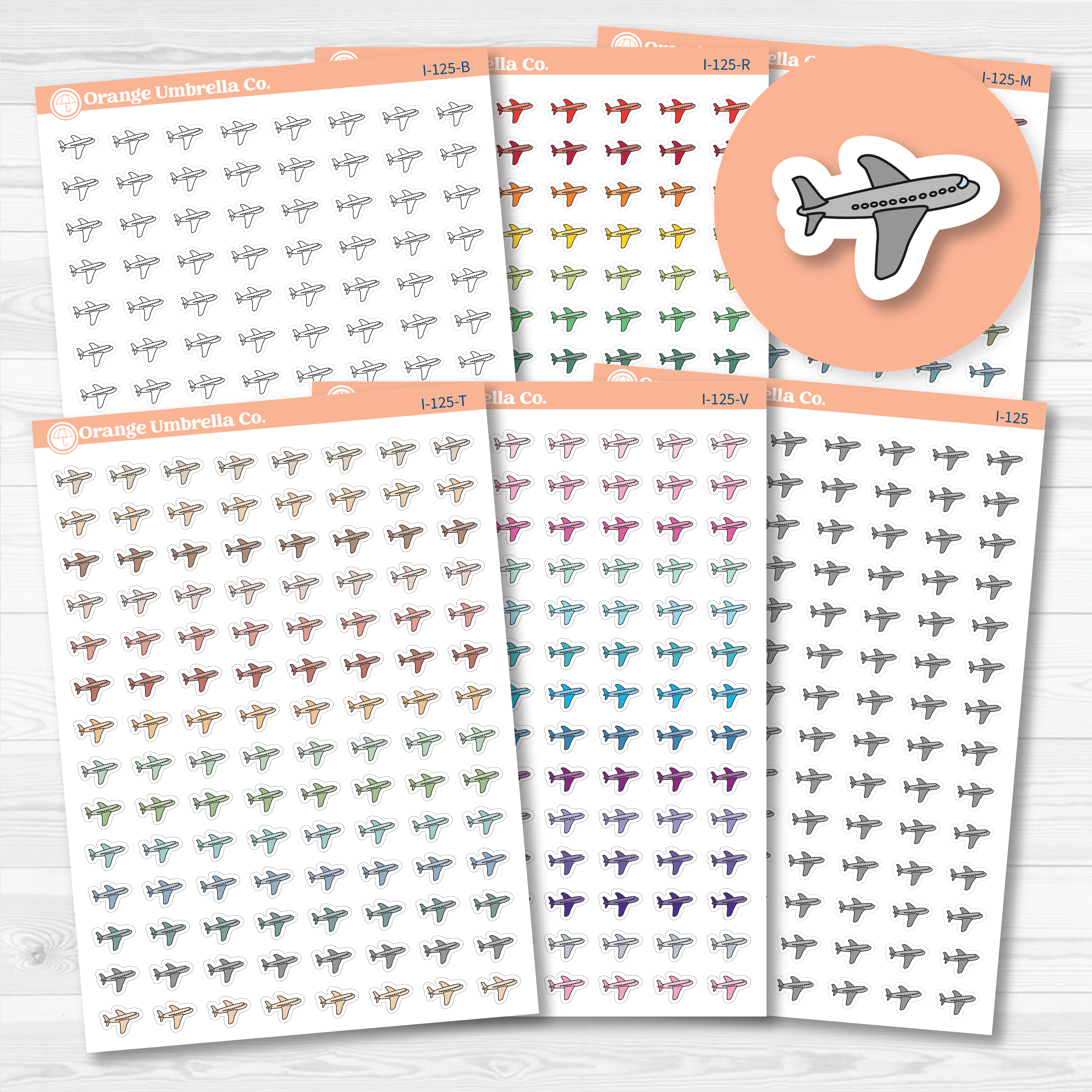 Airplane Icon Planner Stickers | Flight Tracking Travel Labels | I-125