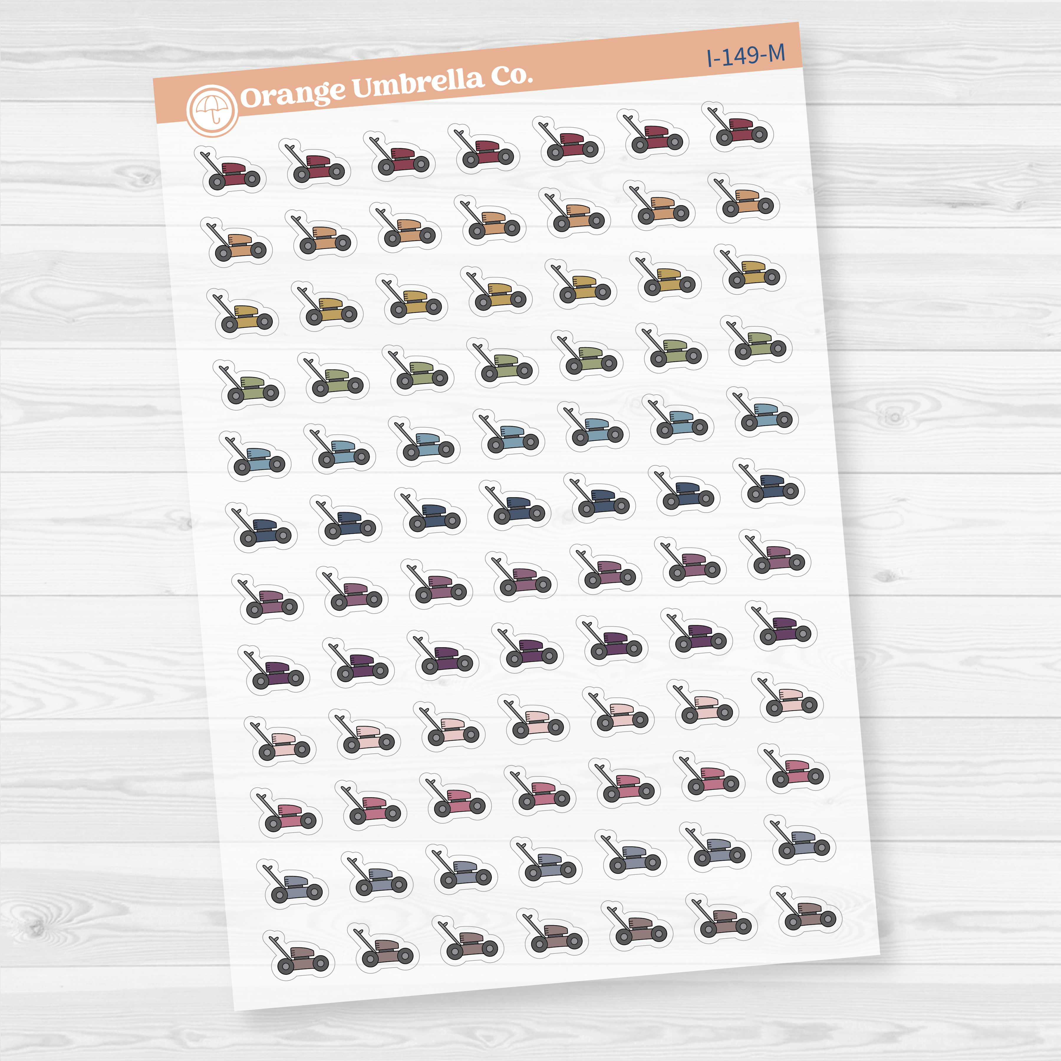 Lawn Mower Clear Matte Planner Stickers | Yard Work Icon Planner Stickers | I-149-CM