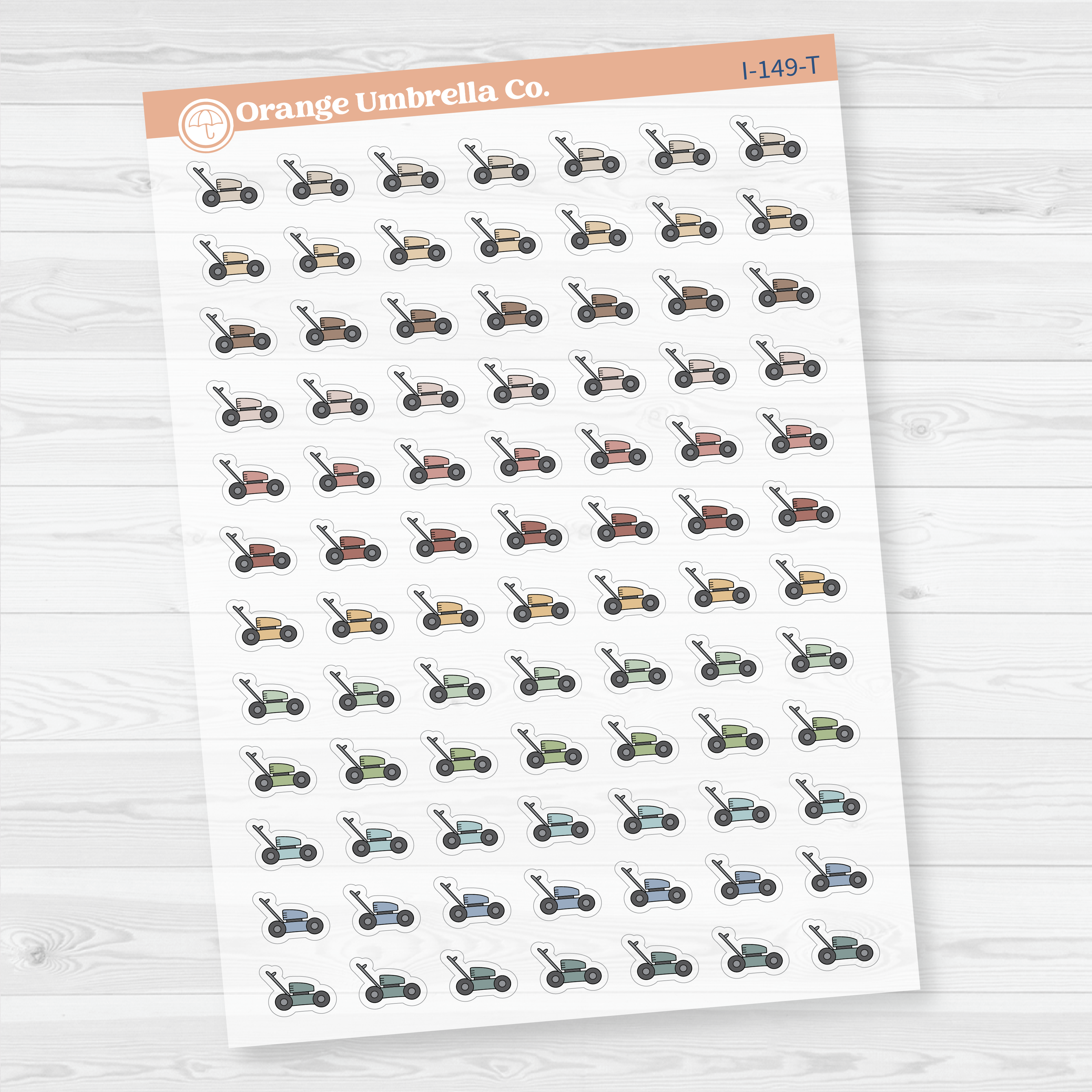 Lawn Mower Clear Matte Planner Stickers | Yard Work Icon Planner Stickers | I-149-CM