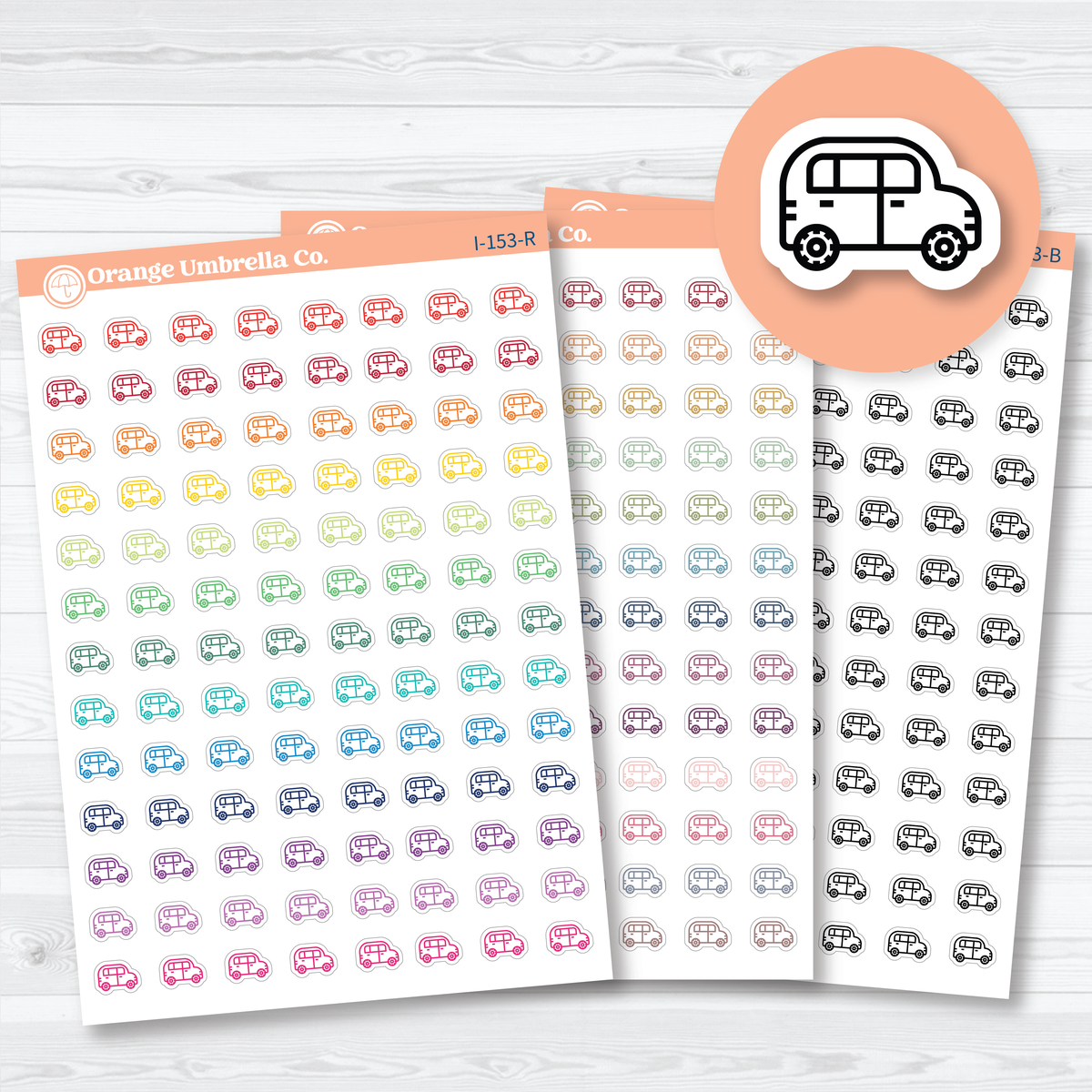 Car Icon Stickers | Car Maintenance Planner Stickers | I-153