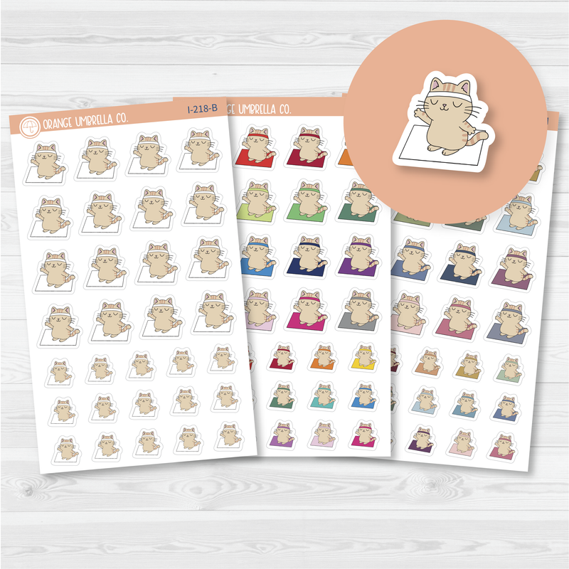Spazz Cat Yoga Workout Icon Planner Stickers | I-218