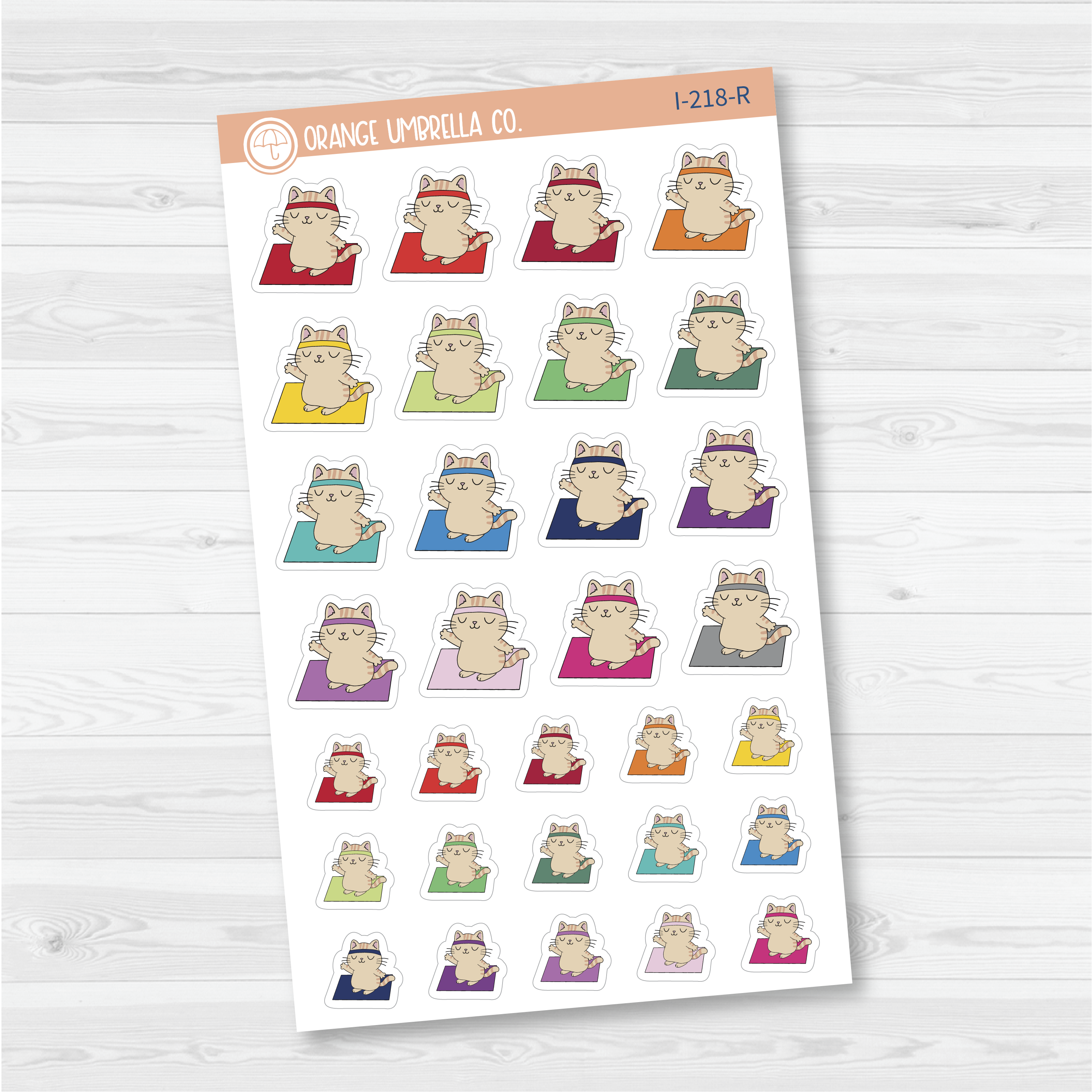 Spazz Cat Yoga Workout Icon Planner Stickers | I-218