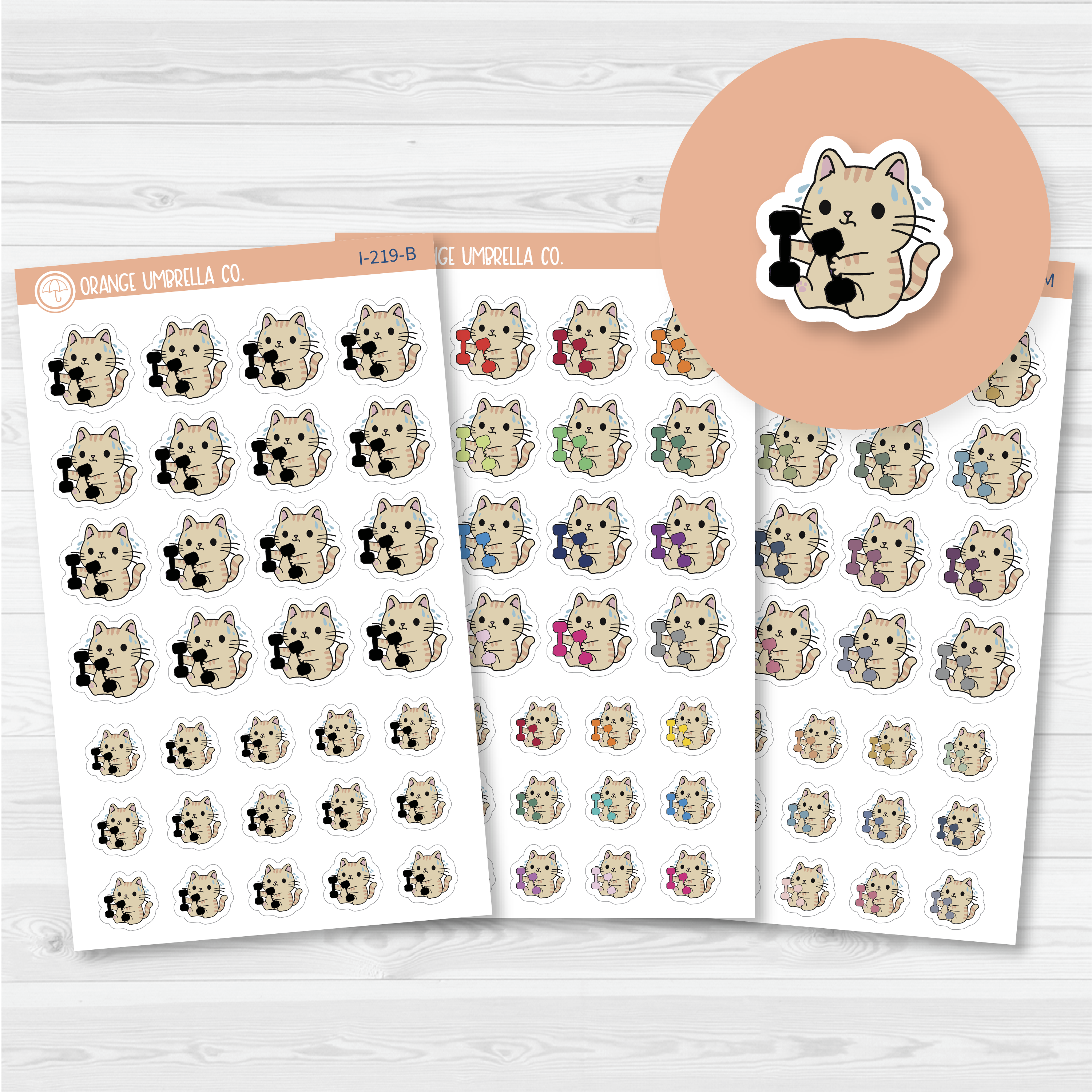 Spazz Cat Weight Workout Icon Planner Stickers | I-219