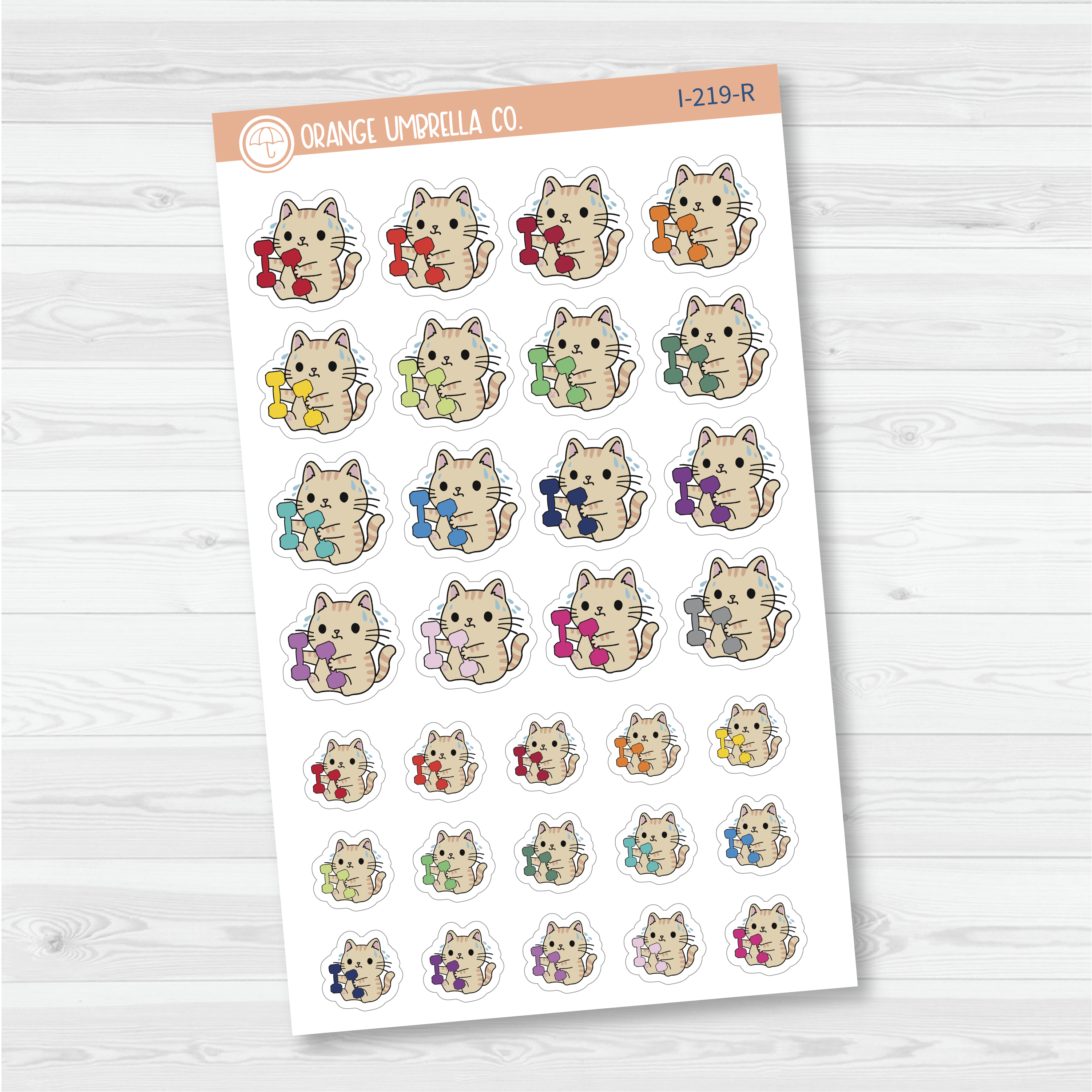 Spazz Cat Weight Workout Icon Planner Stickers | I-219