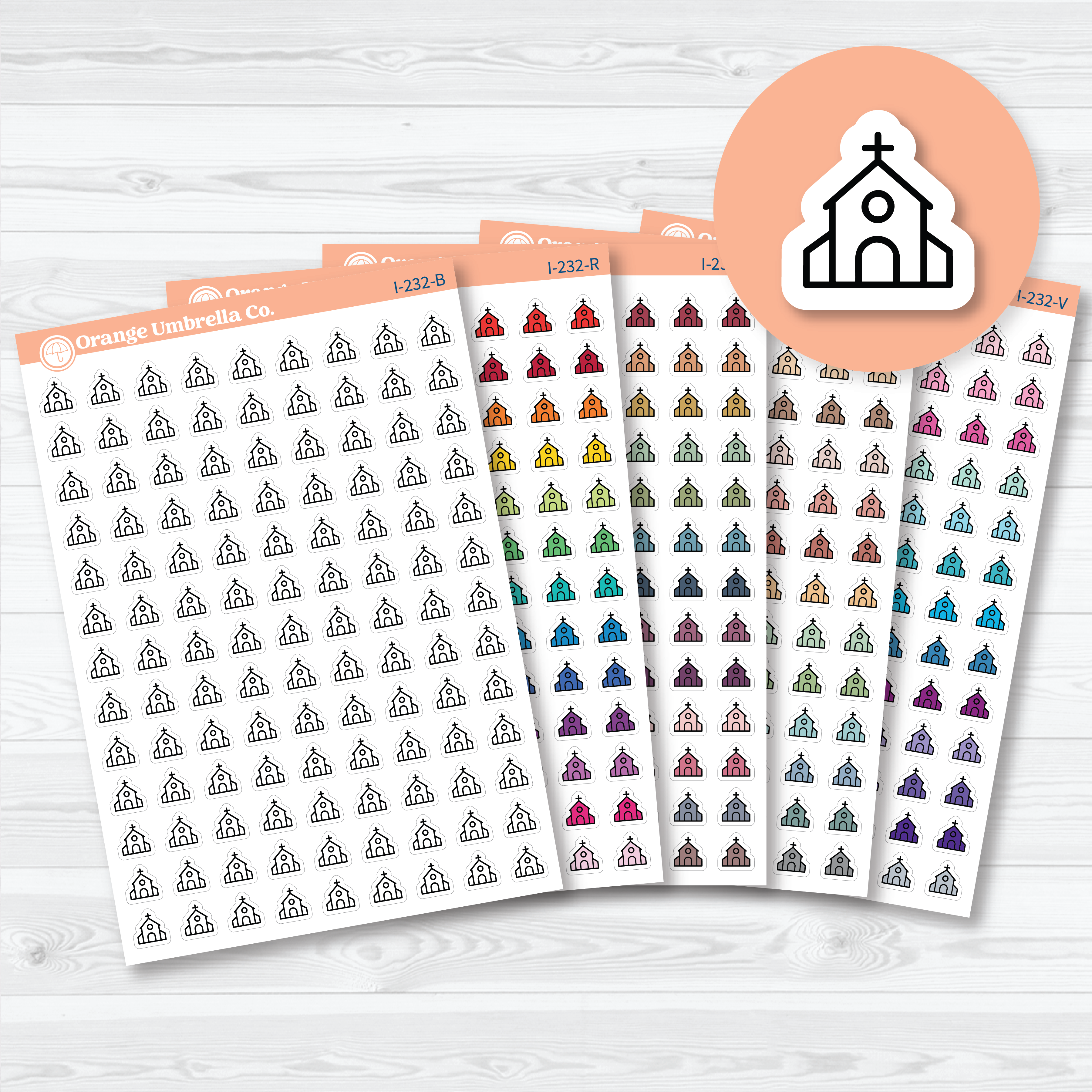 Simple Church Icons | Faith Planner Stickers | I-232