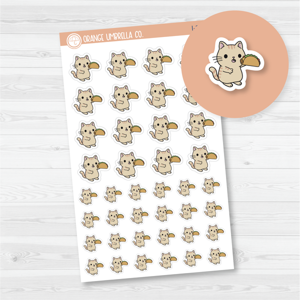 Spazz Cat Eat Tacos Icon Planner Stickers | I-252
