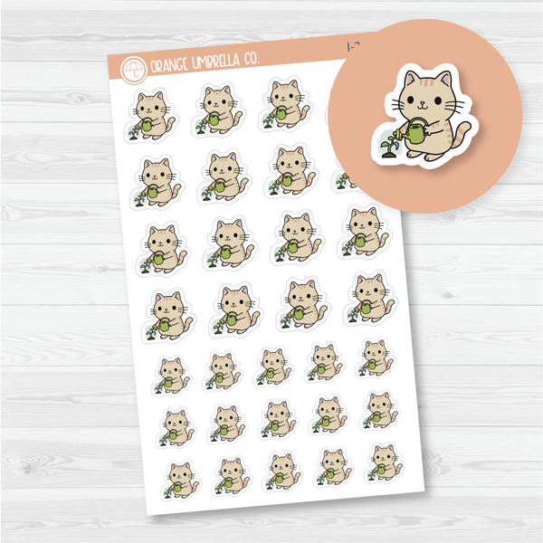 Spazz Cat Gardening & Plant Care Icon Planner Stickers | I-260