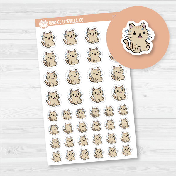 Spazz Cat Hot Flash Sweating Icon Planner Stickers | I-293
