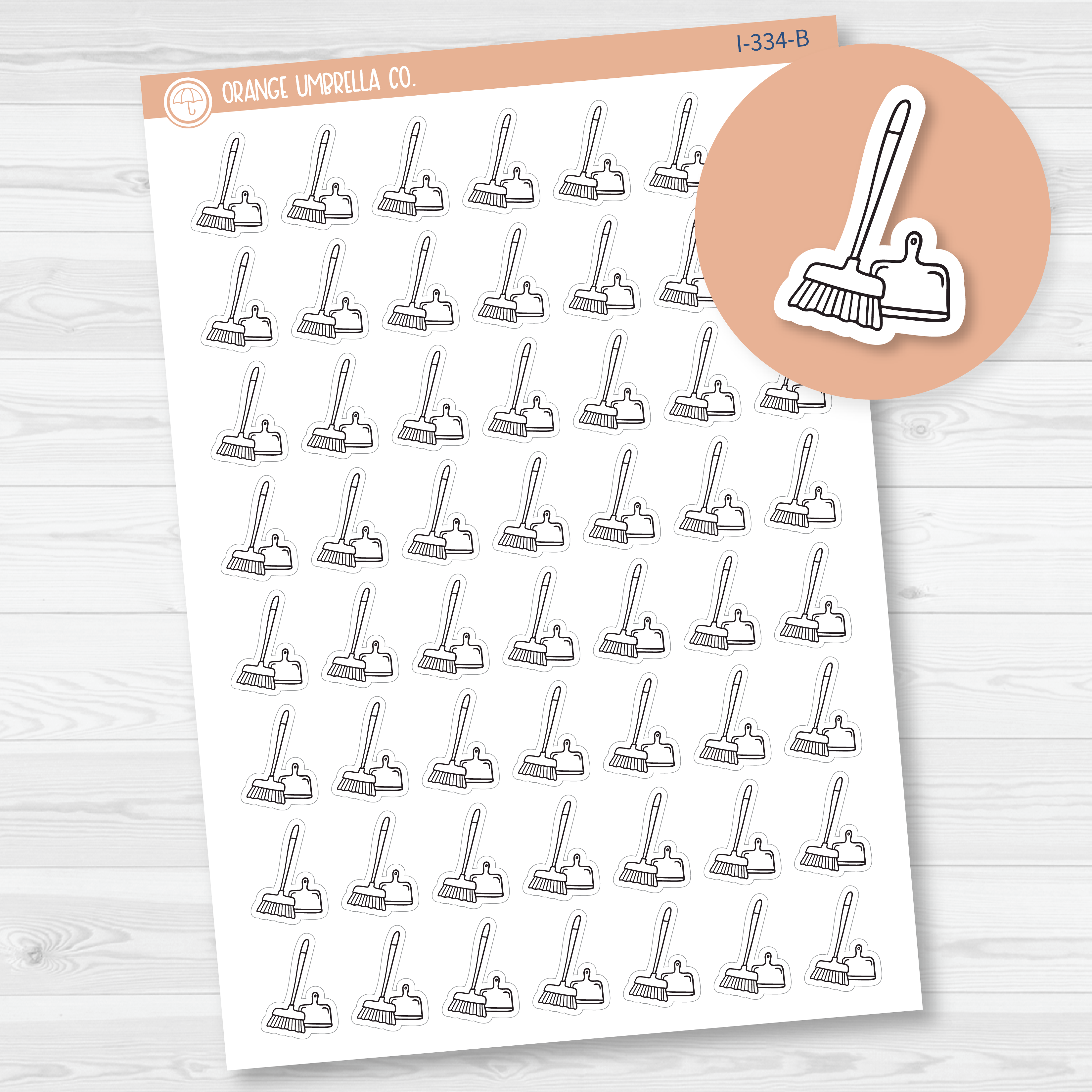 Broom and Dustpan Icon Planner Stickers, Icon Chore Labels, Cleaning Icon Stickers (I-334-B)