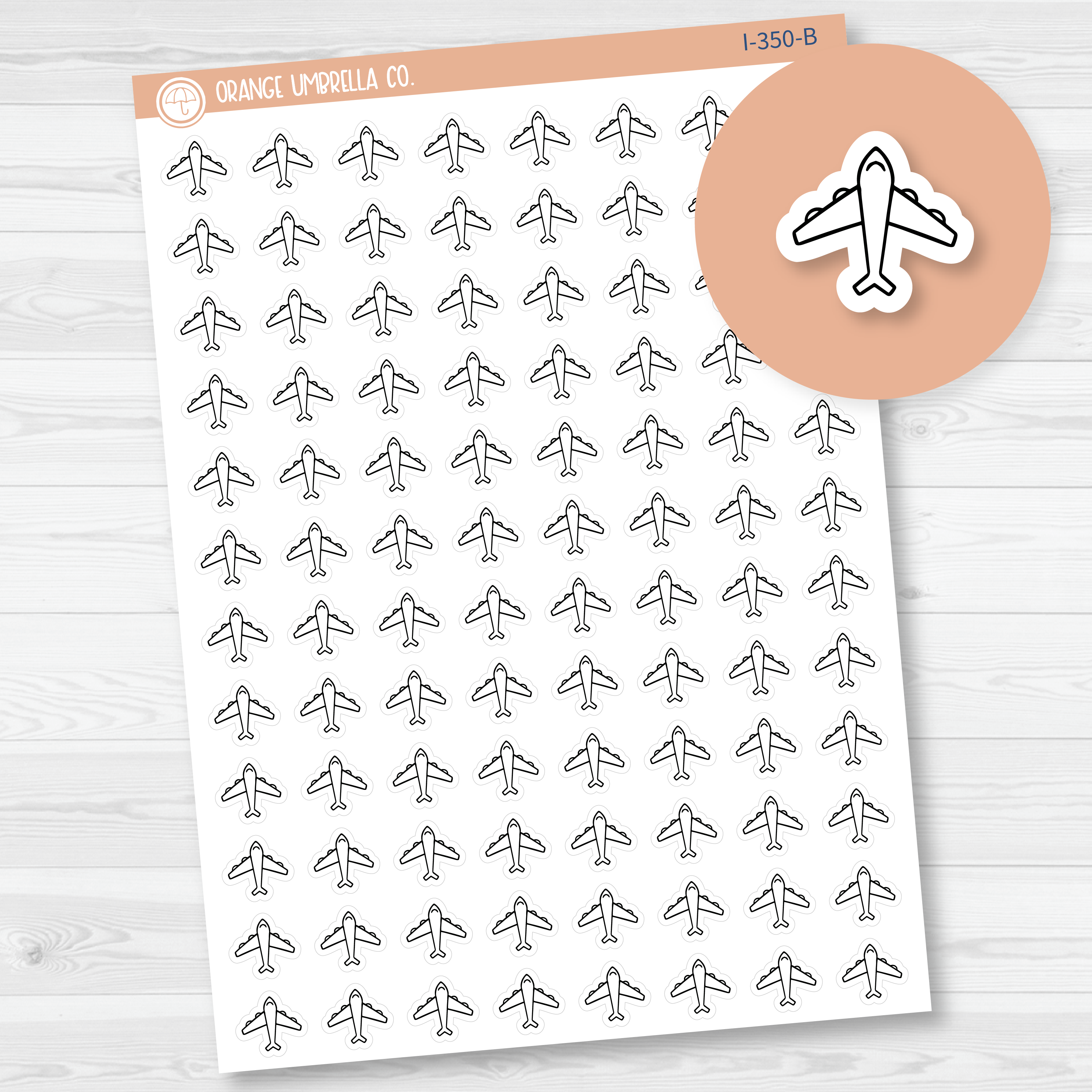 Airplane Doodle Icon Planner Stickers | I-350-B