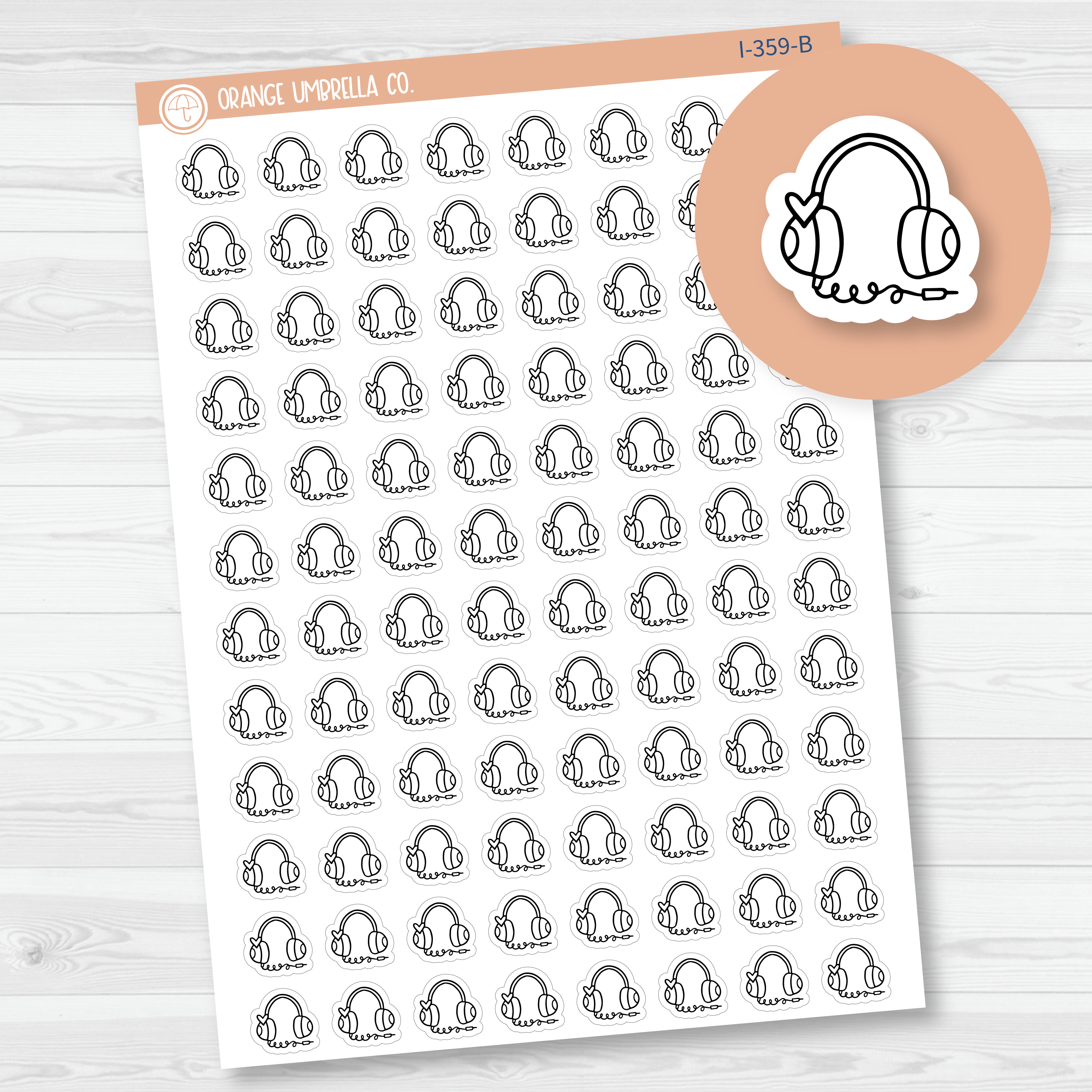 Headphones Doodle Icon Planner Stickers | I-359-B