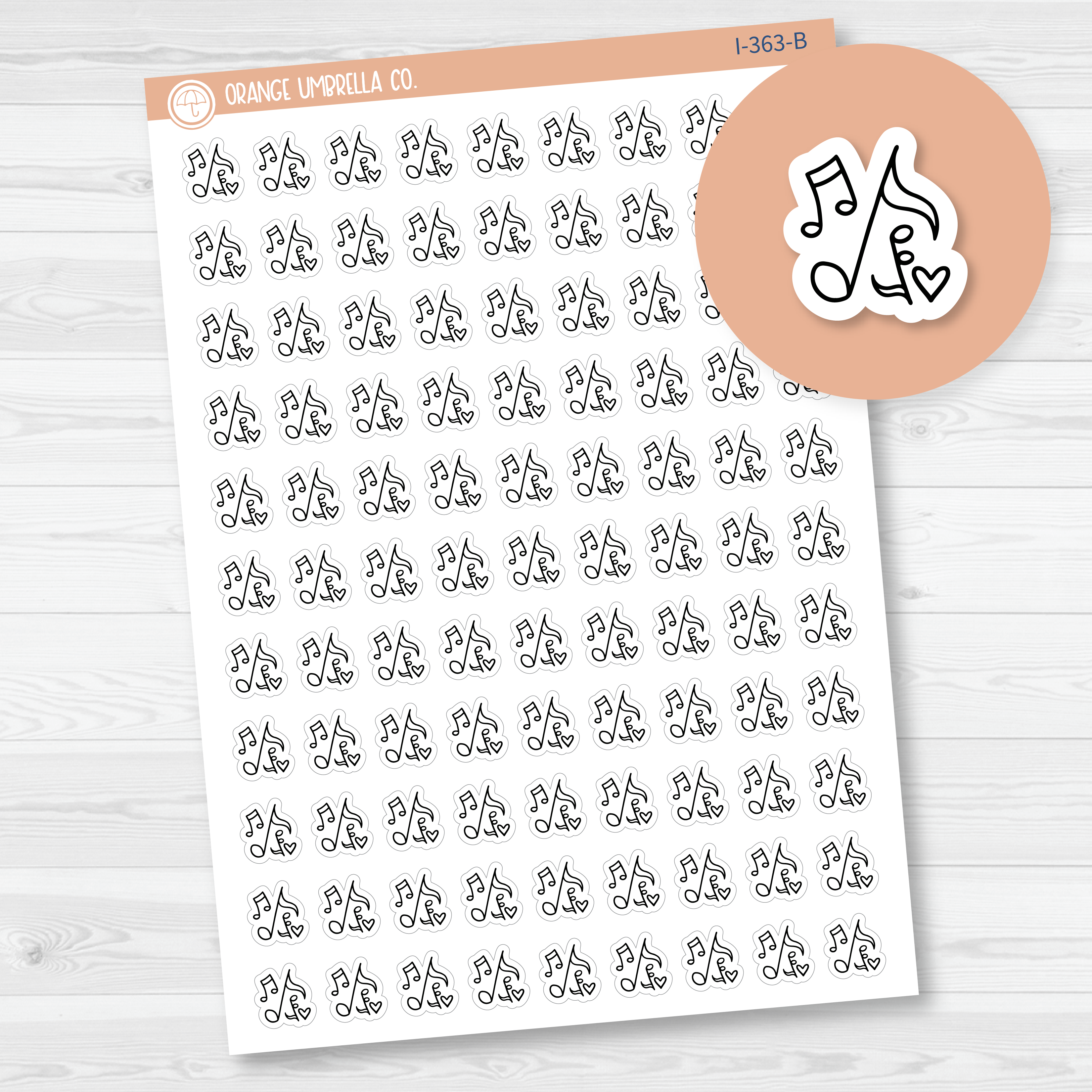 Music Notes Doodle Icon Planner Stickers | I-363-B
