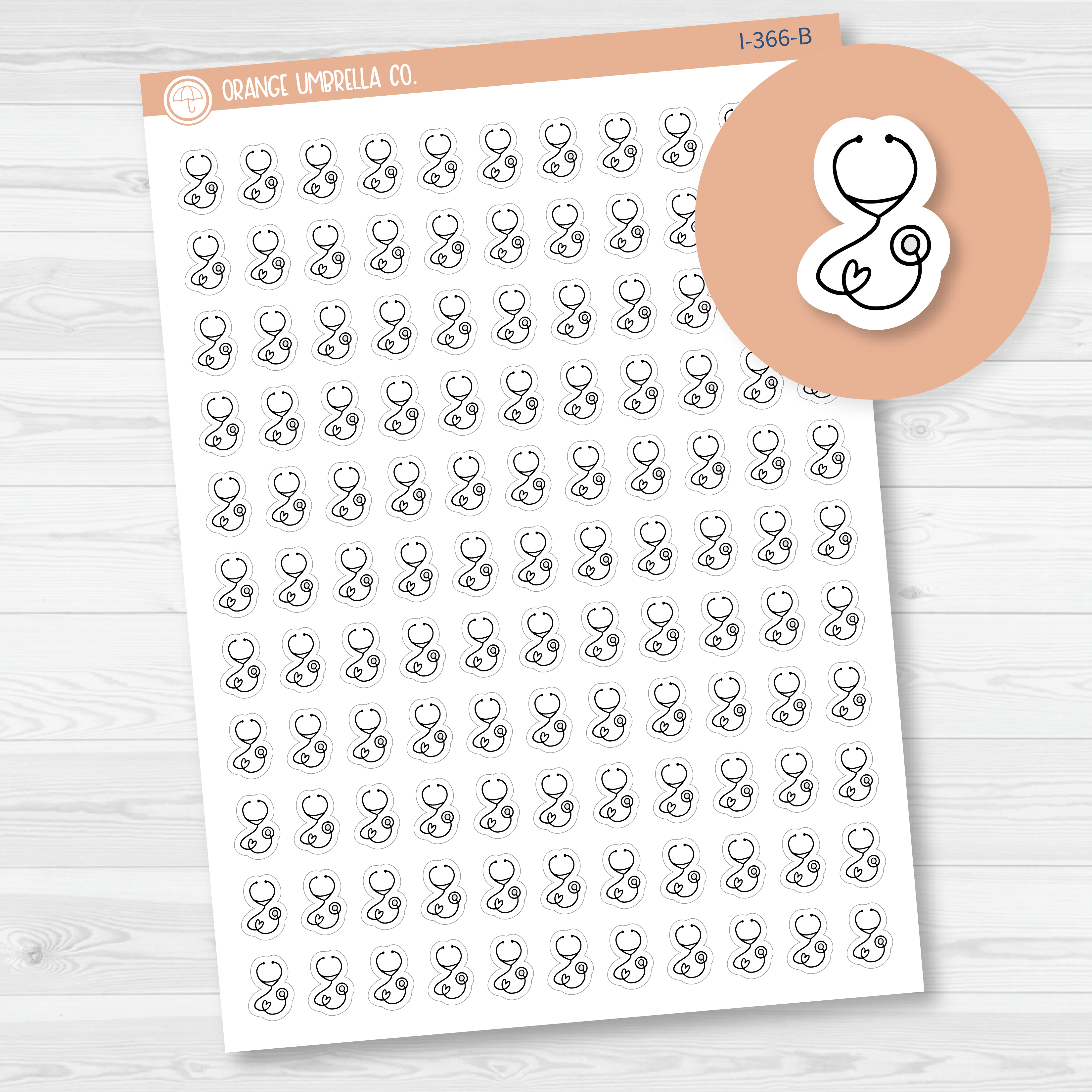 Stethoscope Doodle Icon | Doctor Appointment Planner Stickers | I-366-B