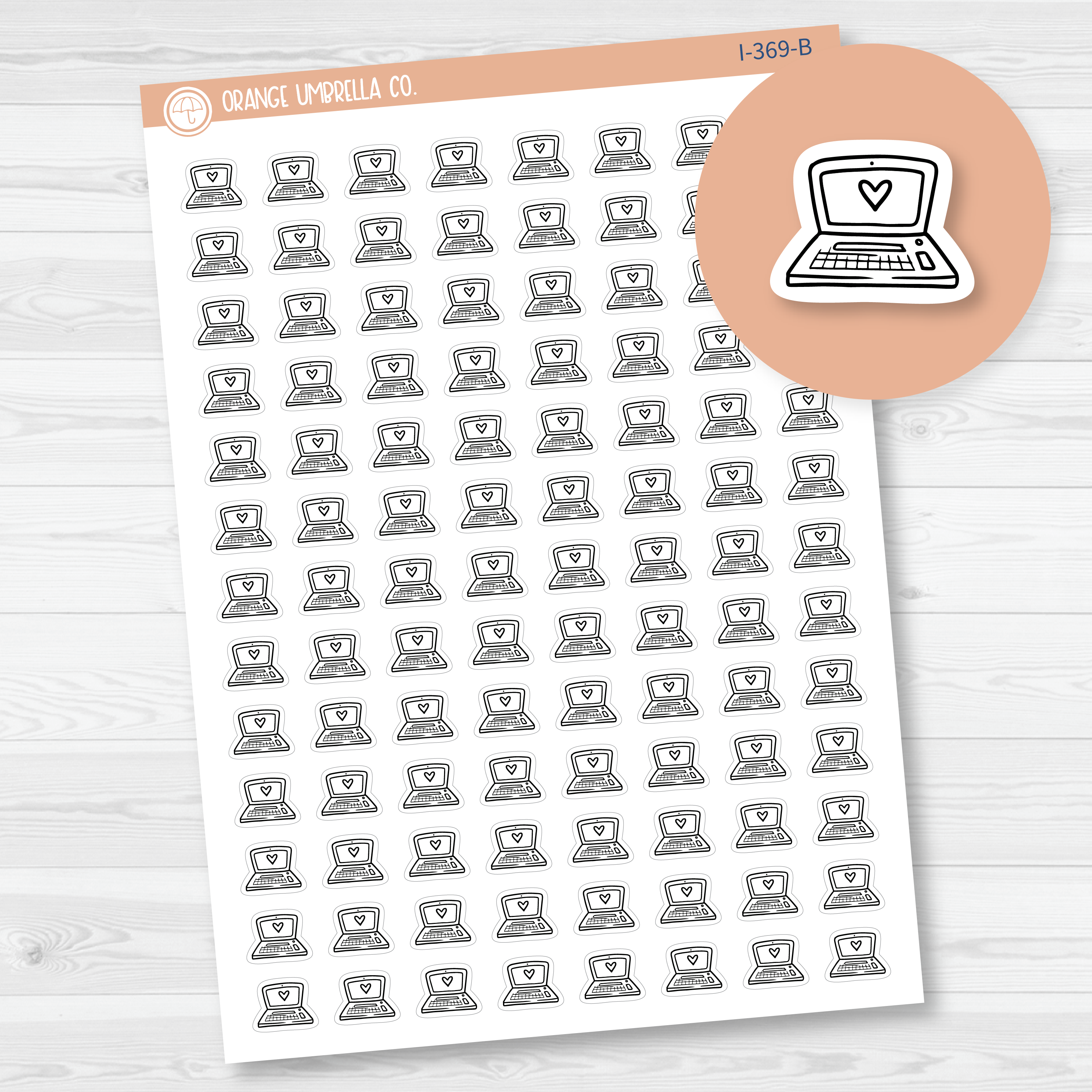 Laptop Computer Work Doodle Icon Planner Stickers | I-369-B