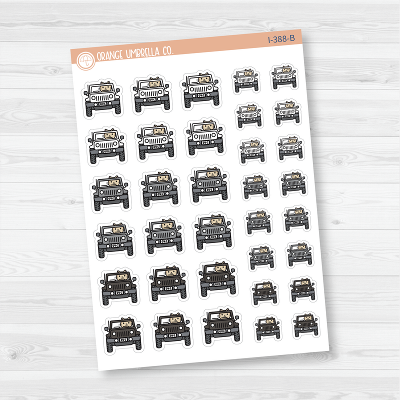 Spazz Cat Rugged SUV Icon Planner Stickers | I-388