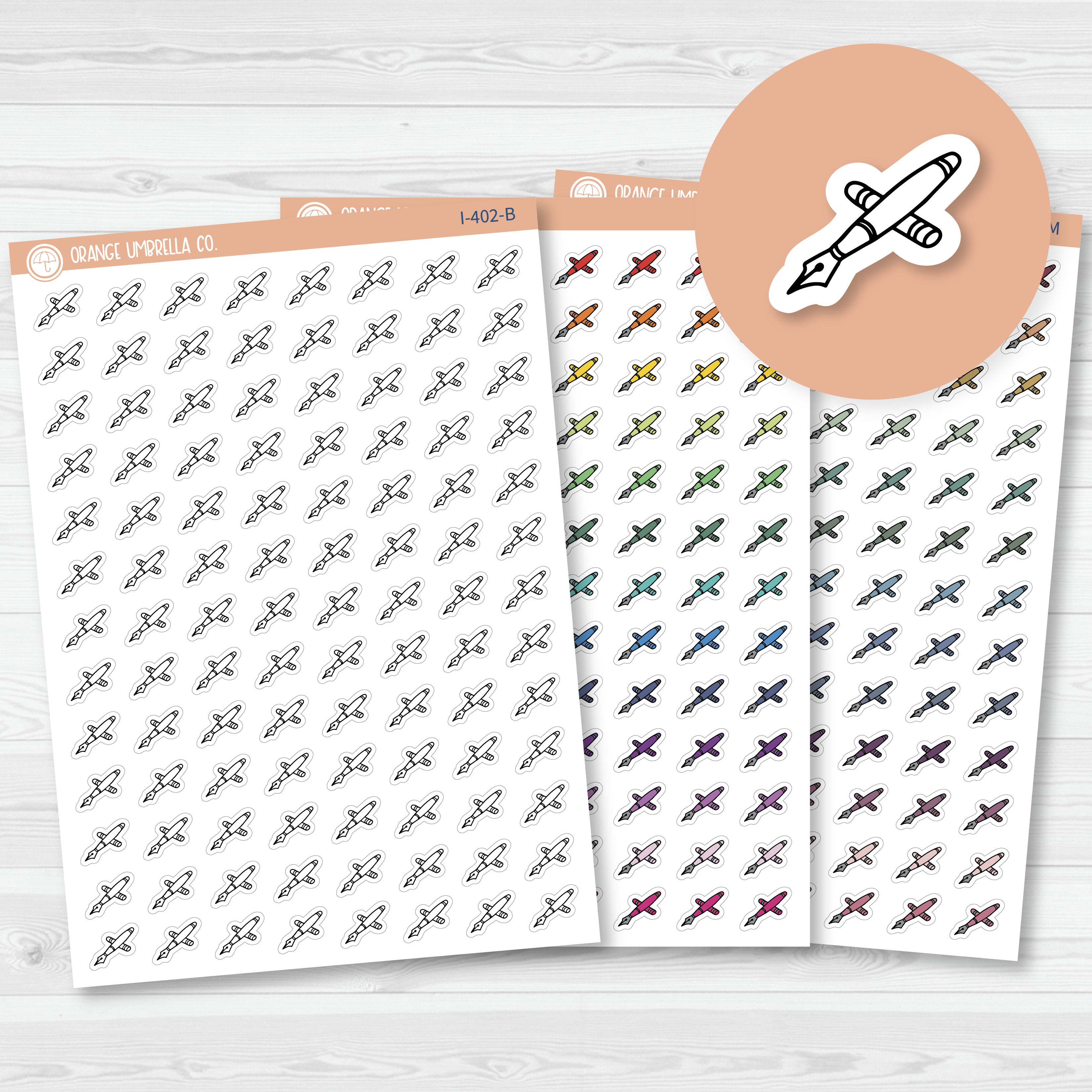 Calligraphy Fountain Pen Icon Planner Stickers | I-402