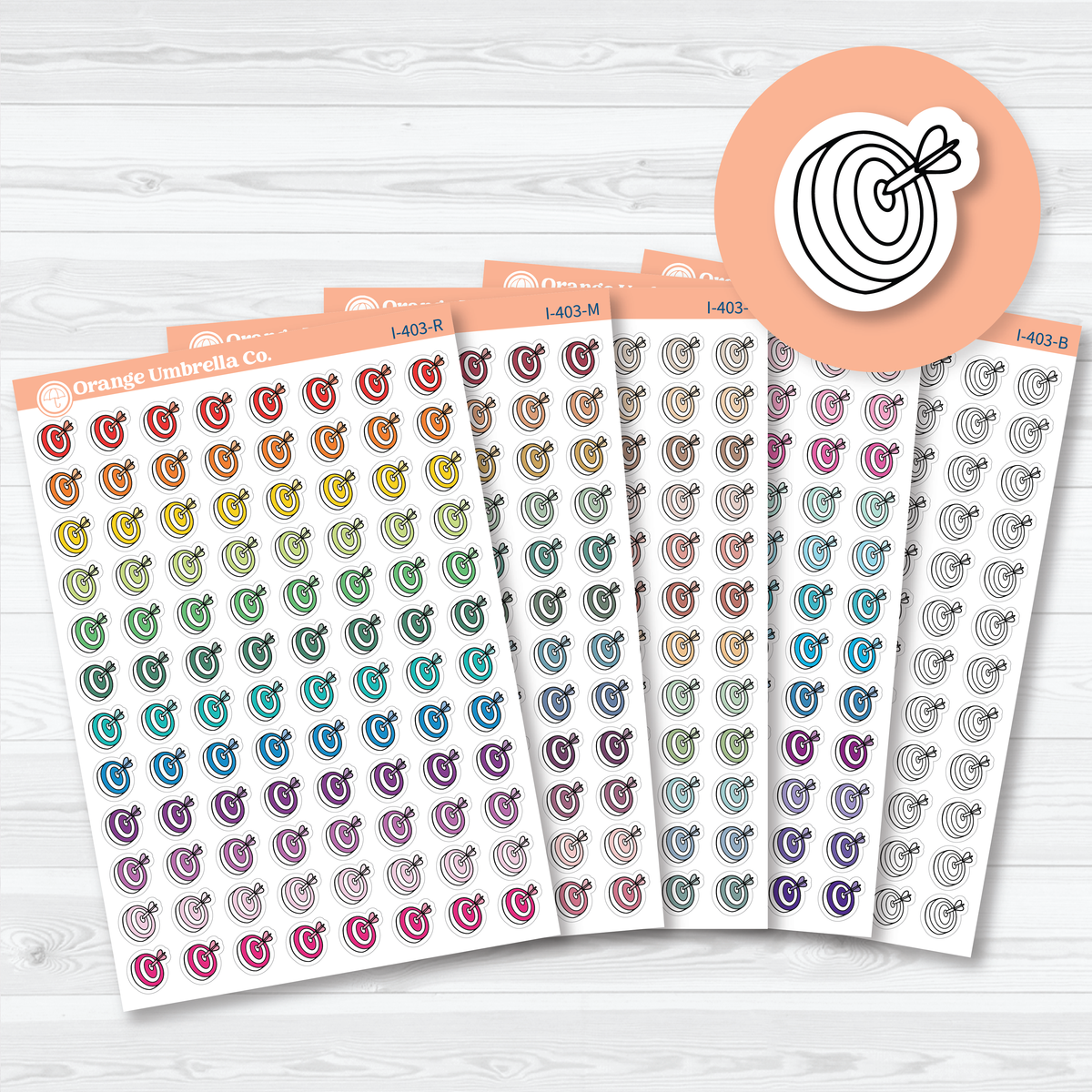 Archery Target Icons | Deadline & Project Planner Stickers | I-403