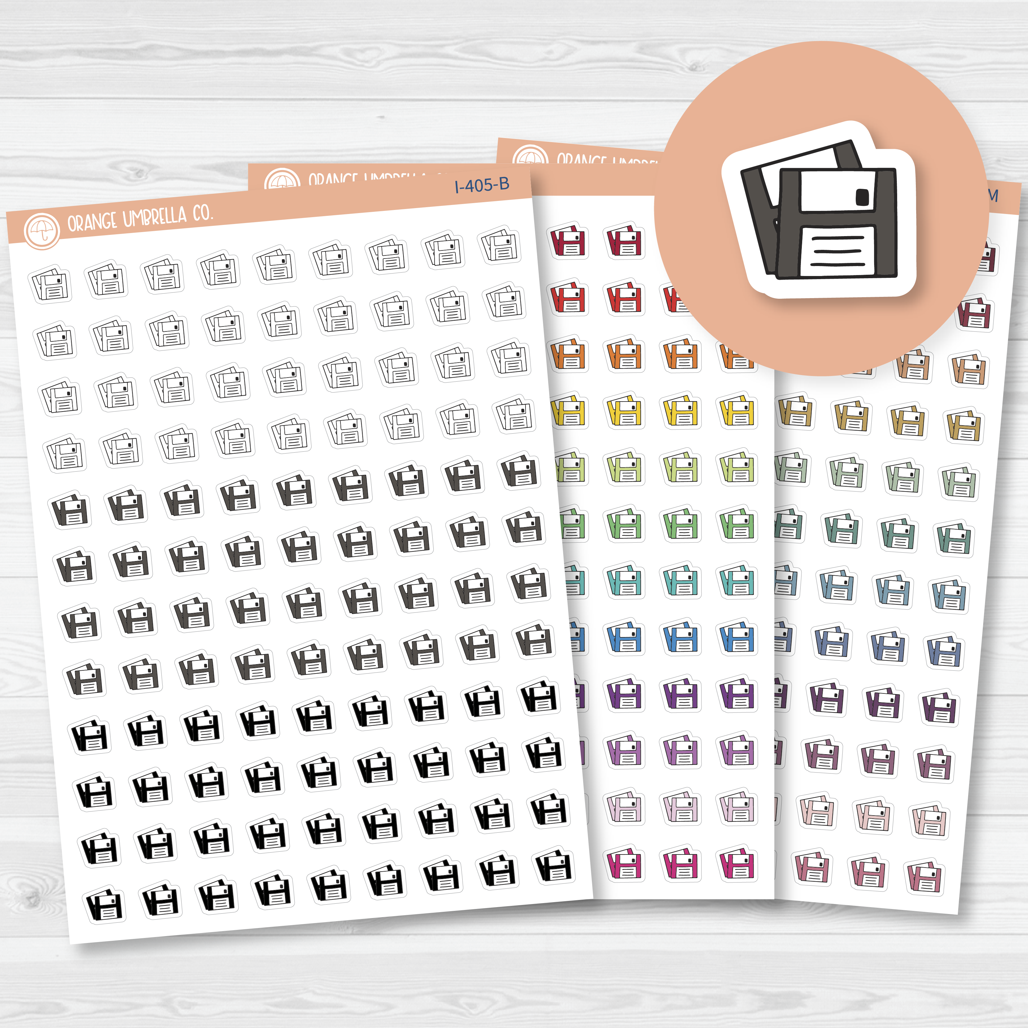 Floppy Disc Icon Planner Stickers | I-405