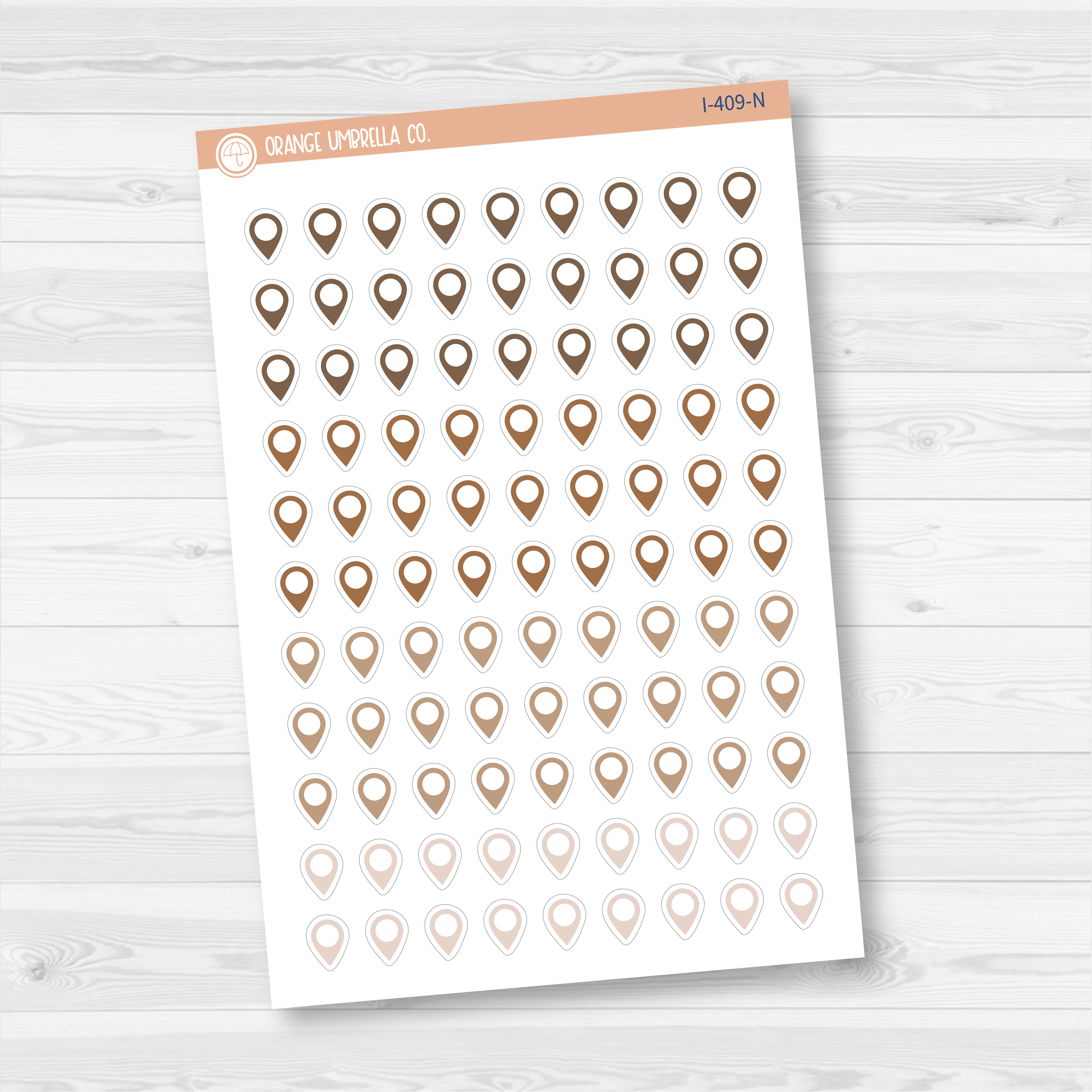 Location marker stickers sheet for planners, location pins, travel icons, functional icon stickers, removable white matte.