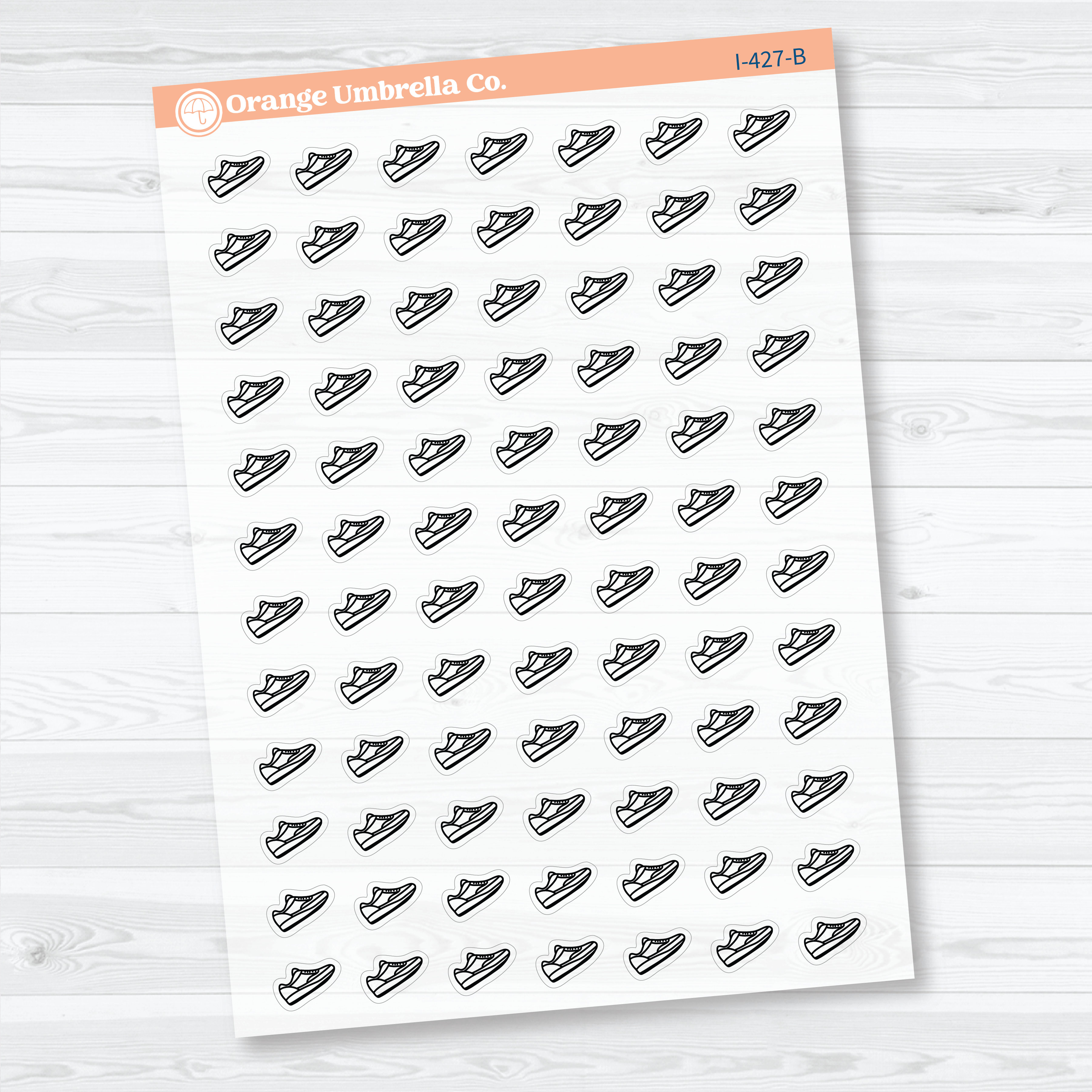 Hand Doodled Running Shoes | Clear Matte Planner Stickers | I-427-CM