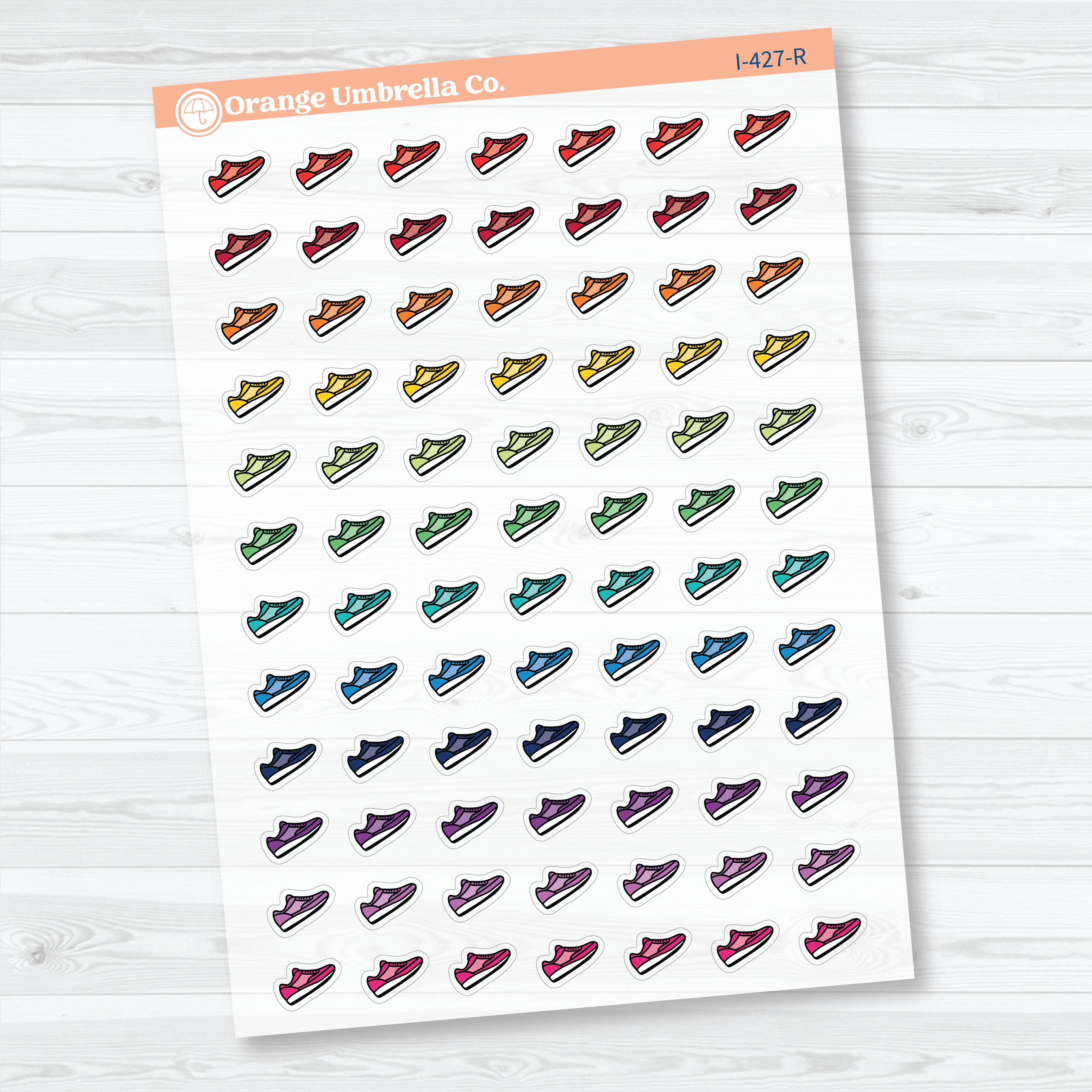 Hand Doodled Running Shoes | Clear Matte Planner Stickers | I-427-CM