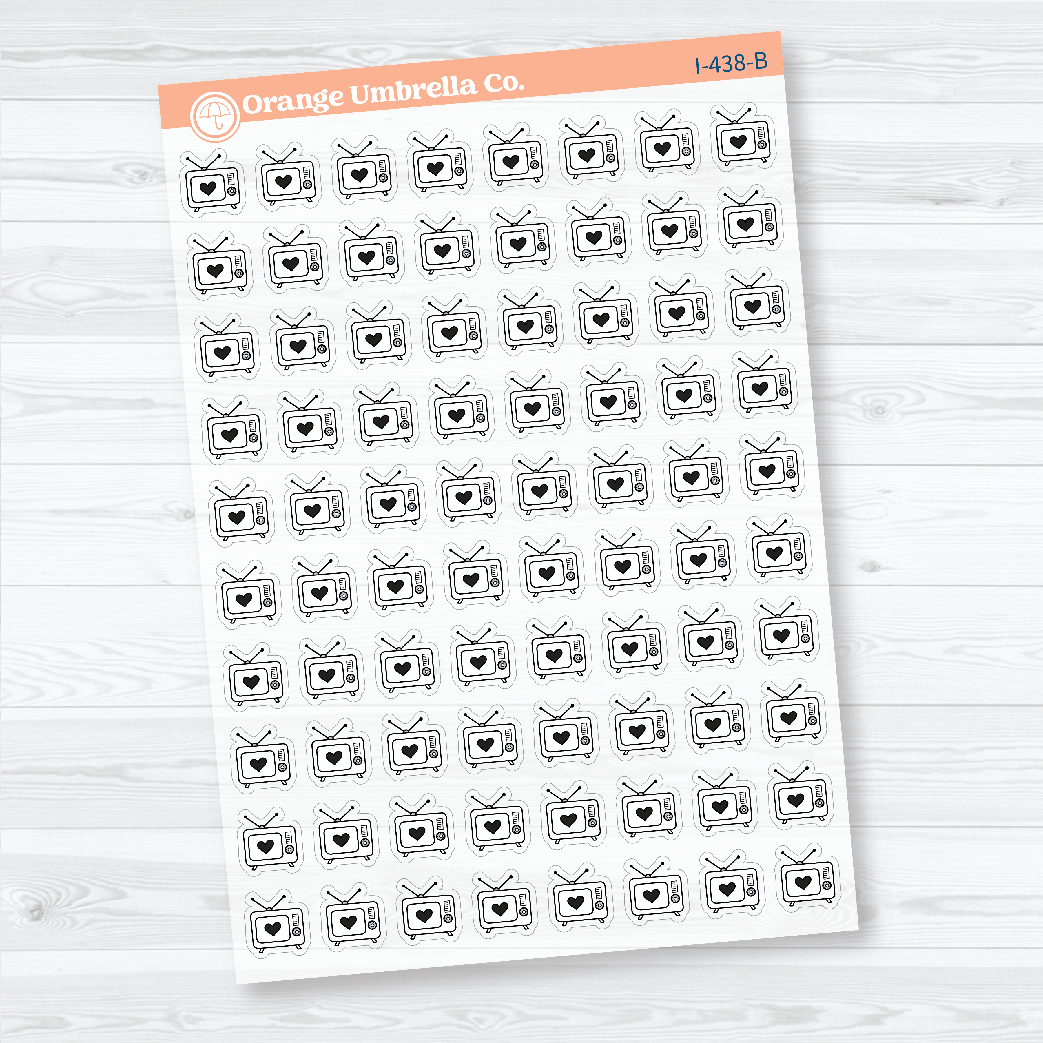 Hand Doodled TV Clear Matte Planner Stickers | Watch TV Icon Stickers | I-438-CM