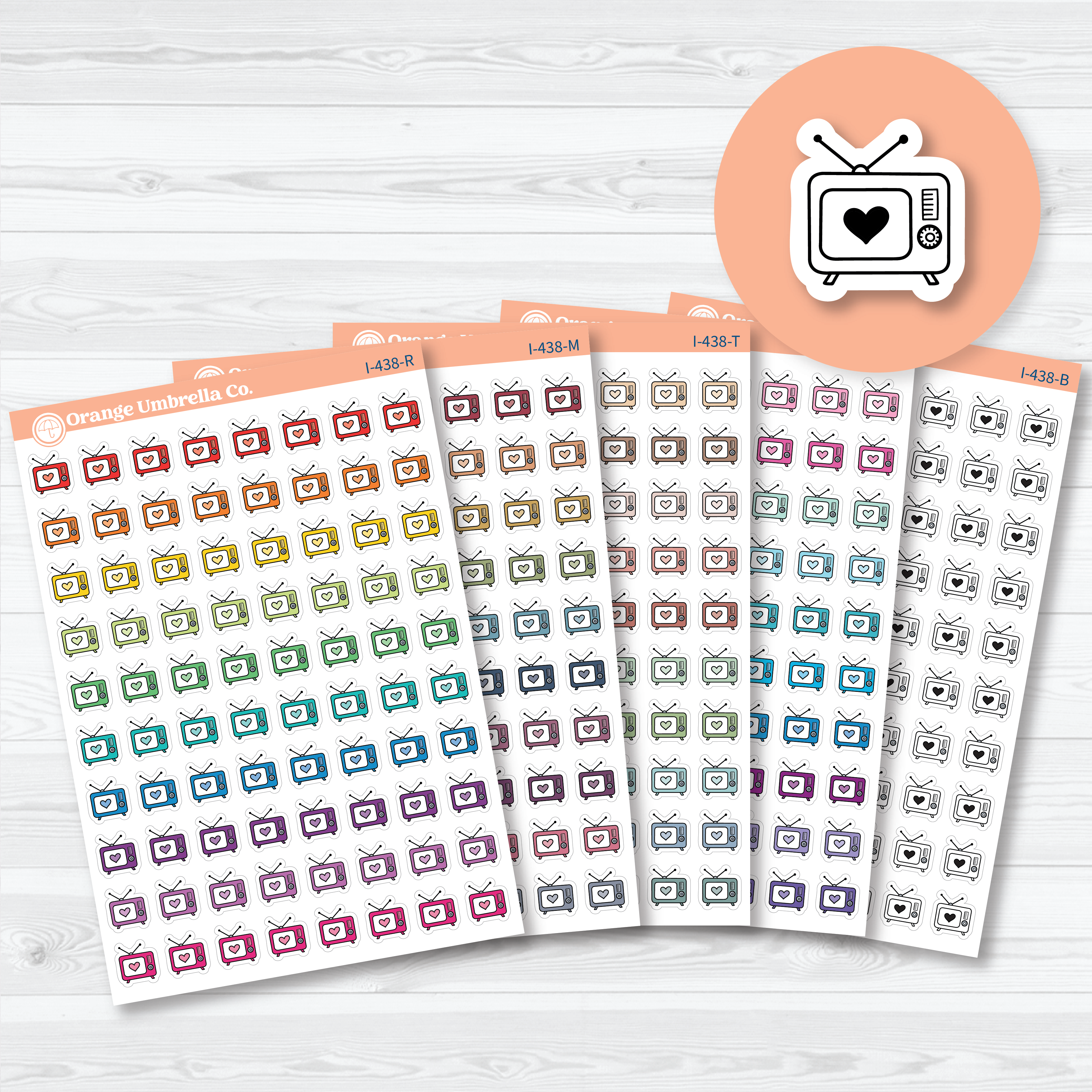 Hand Doodled TV Planner Stickers | Watch Television Icon Stickers | I-438