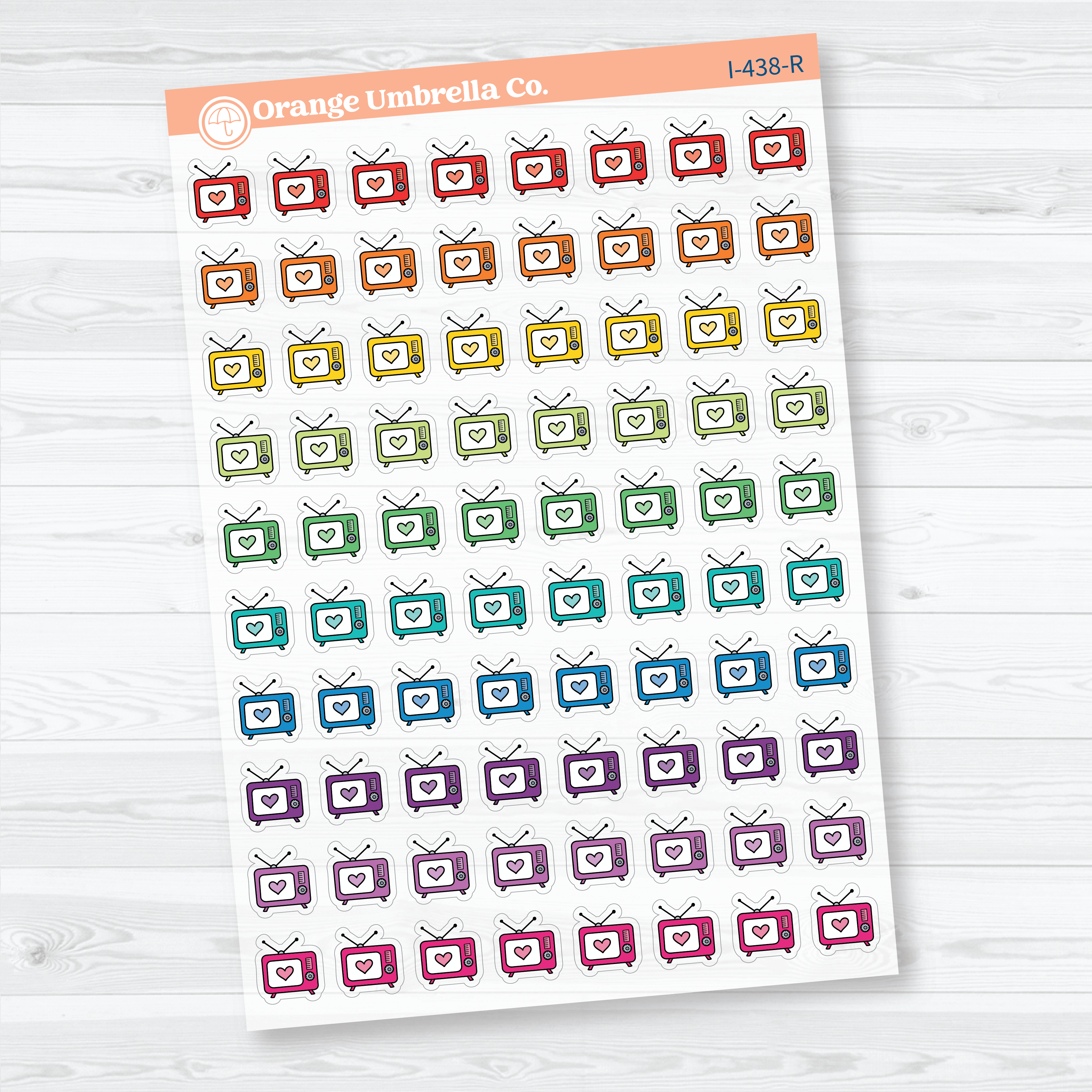 Hand Doodled TV Clear Matte Planner Stickers | Watch TV Icon Stickers | I-438-CM