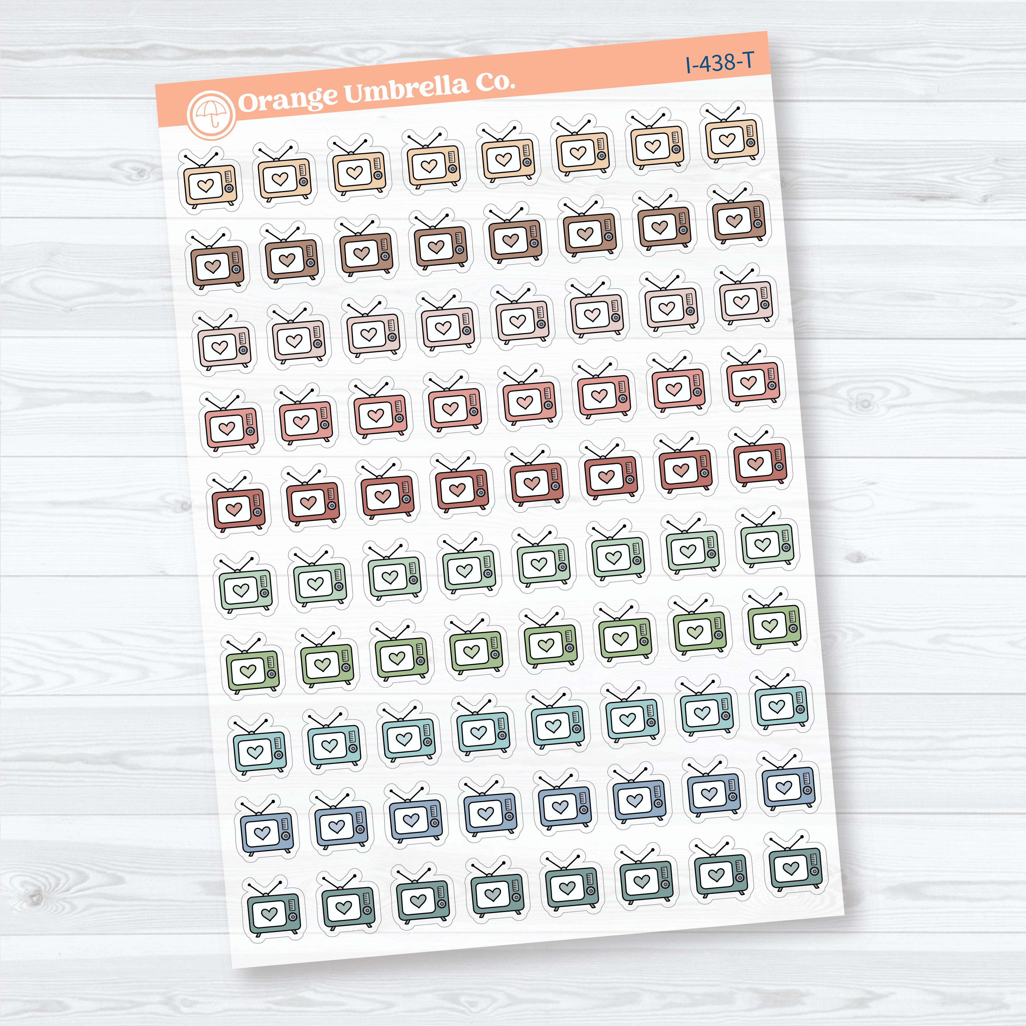 Hand Doodled TV Clear Matte Planner Stickers | Watch TV Icon Stickers | I-438-CM