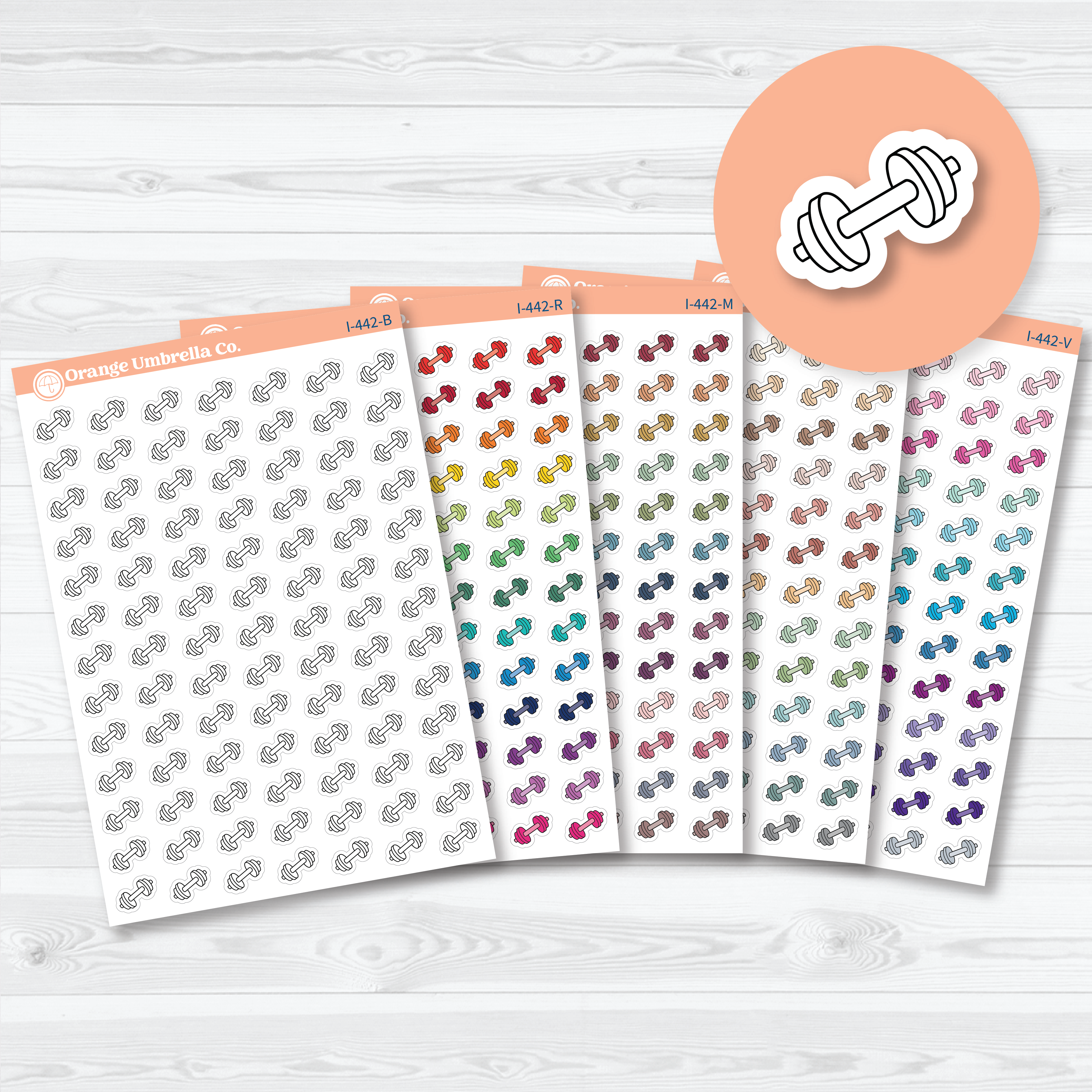 Hand Doodled Dumbbell Icons | Planner Stickers | I-442