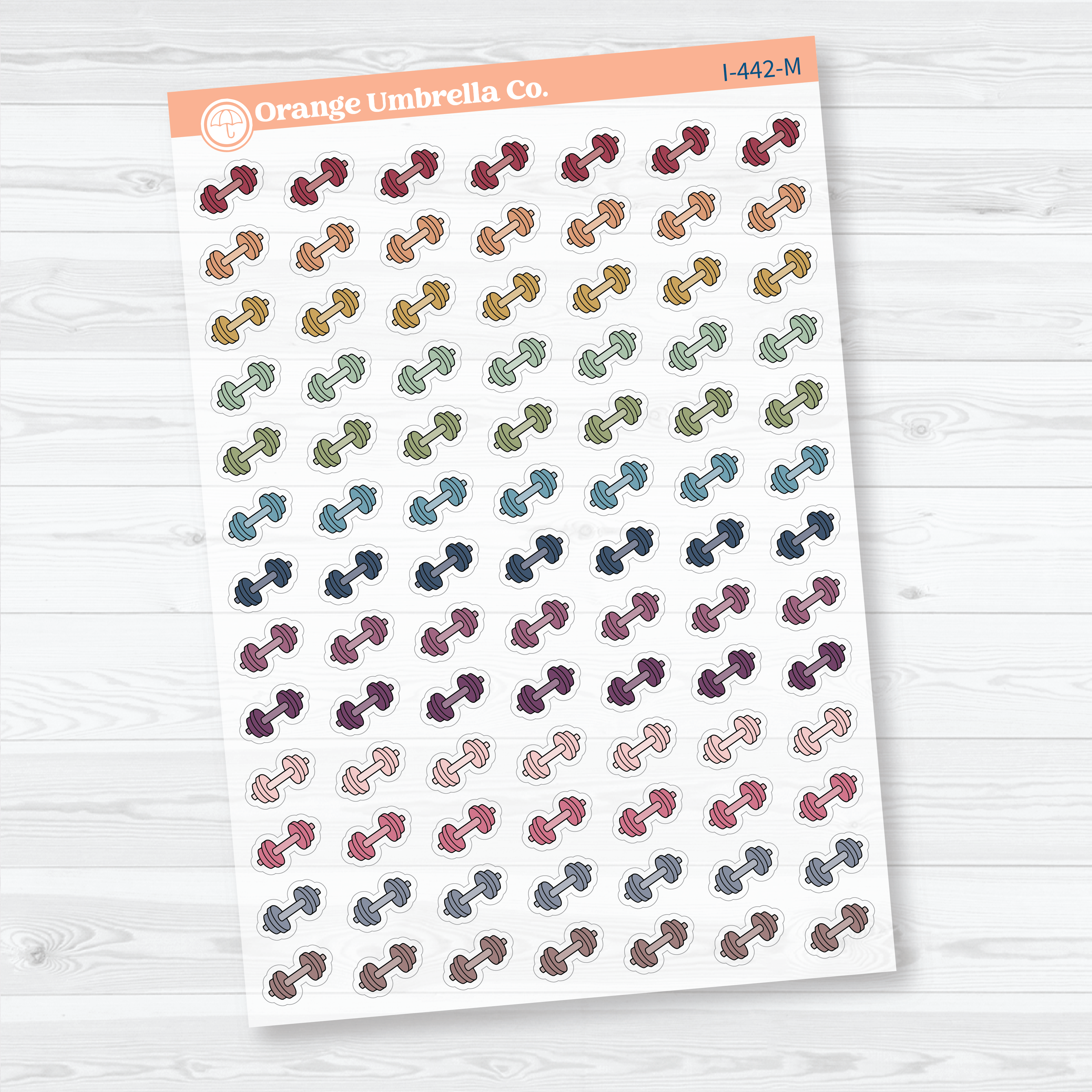 Hand Doodled Dumbbell Icons | Clear Matte Planner Stickers | I-442-CM