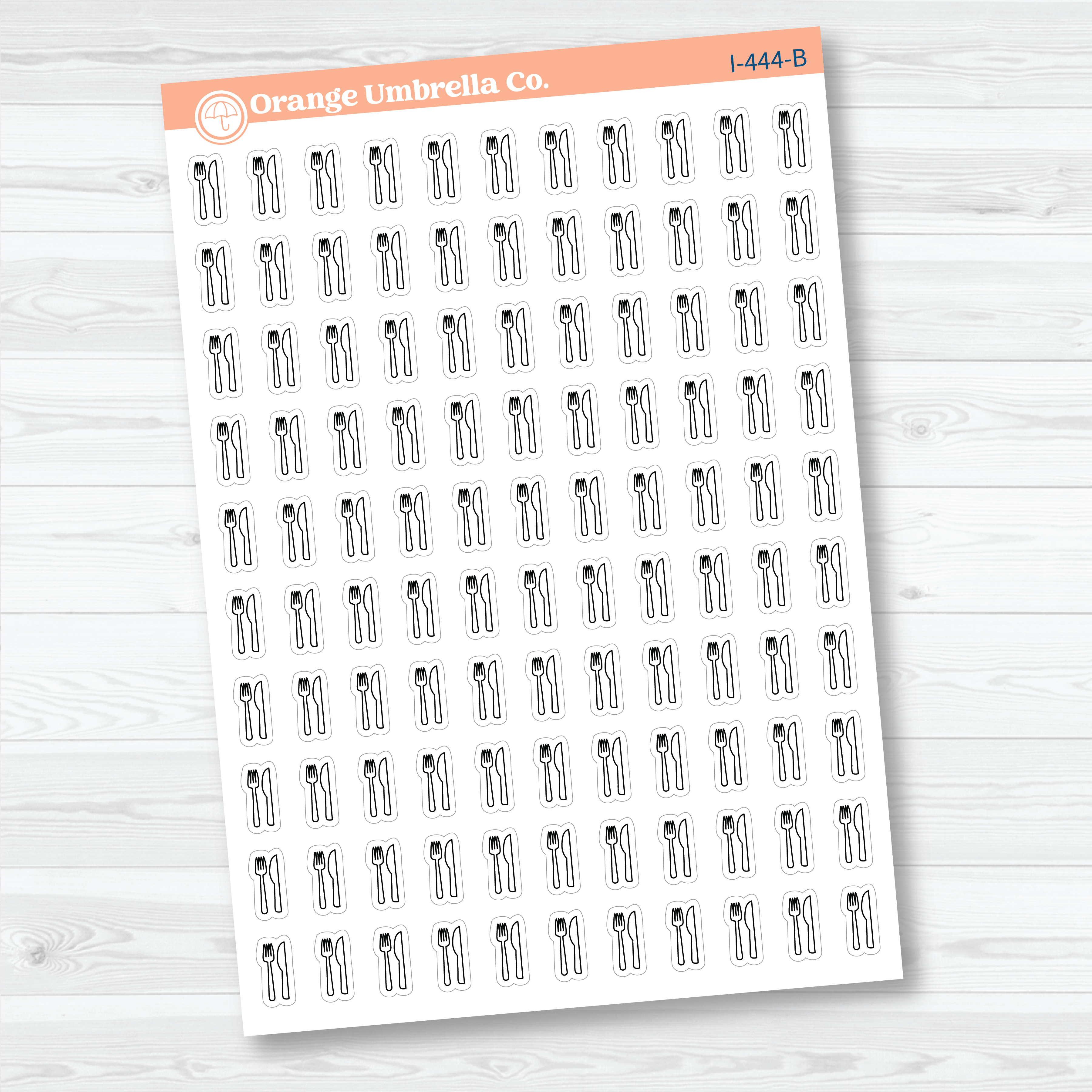 Hand Doodled Meal Planner Stickers | Fork & Knife Icon Planner Stickers | I-444