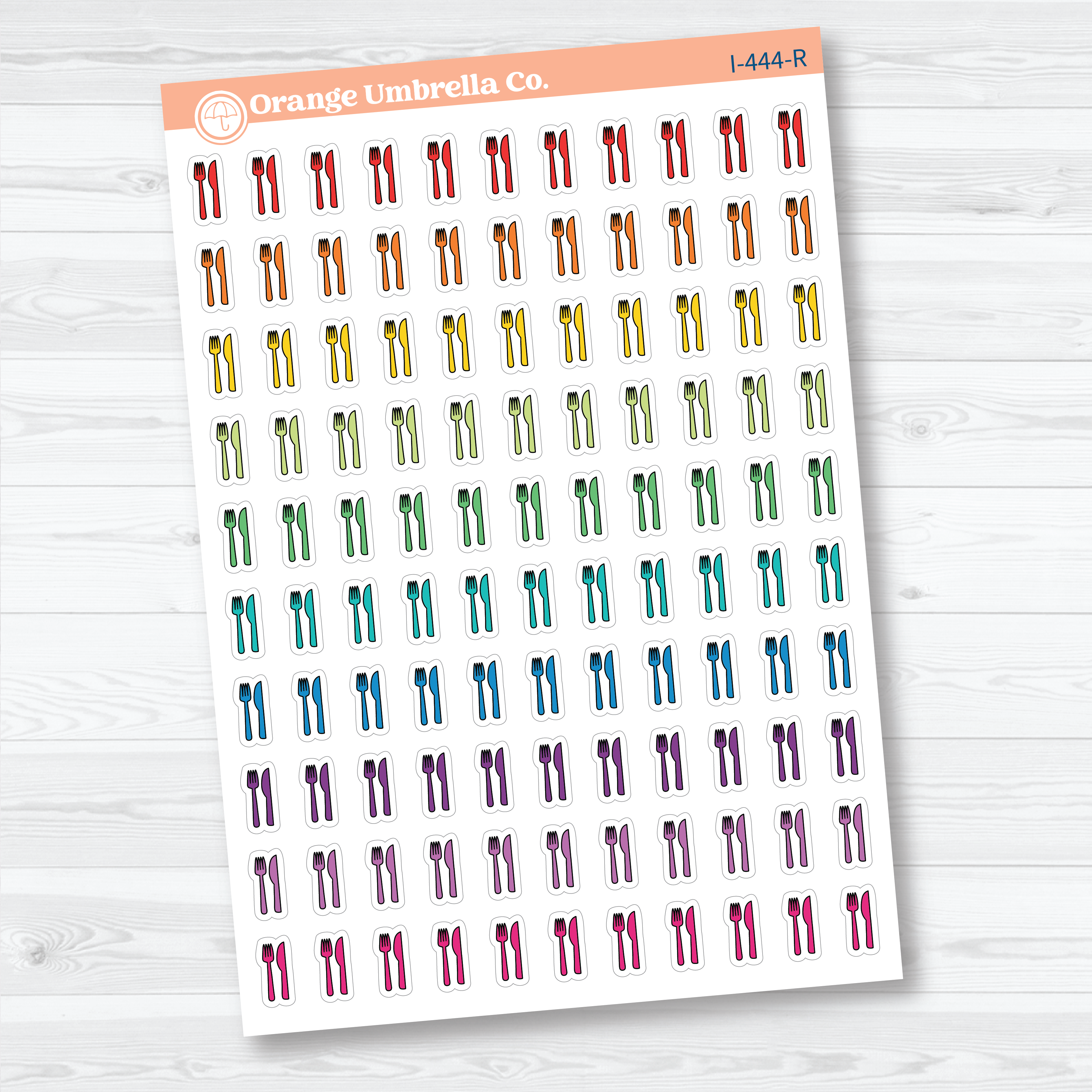 Hand Doodled Meal Planner Stickers | Fork & Knife Icon Planner Stickers | I-444
