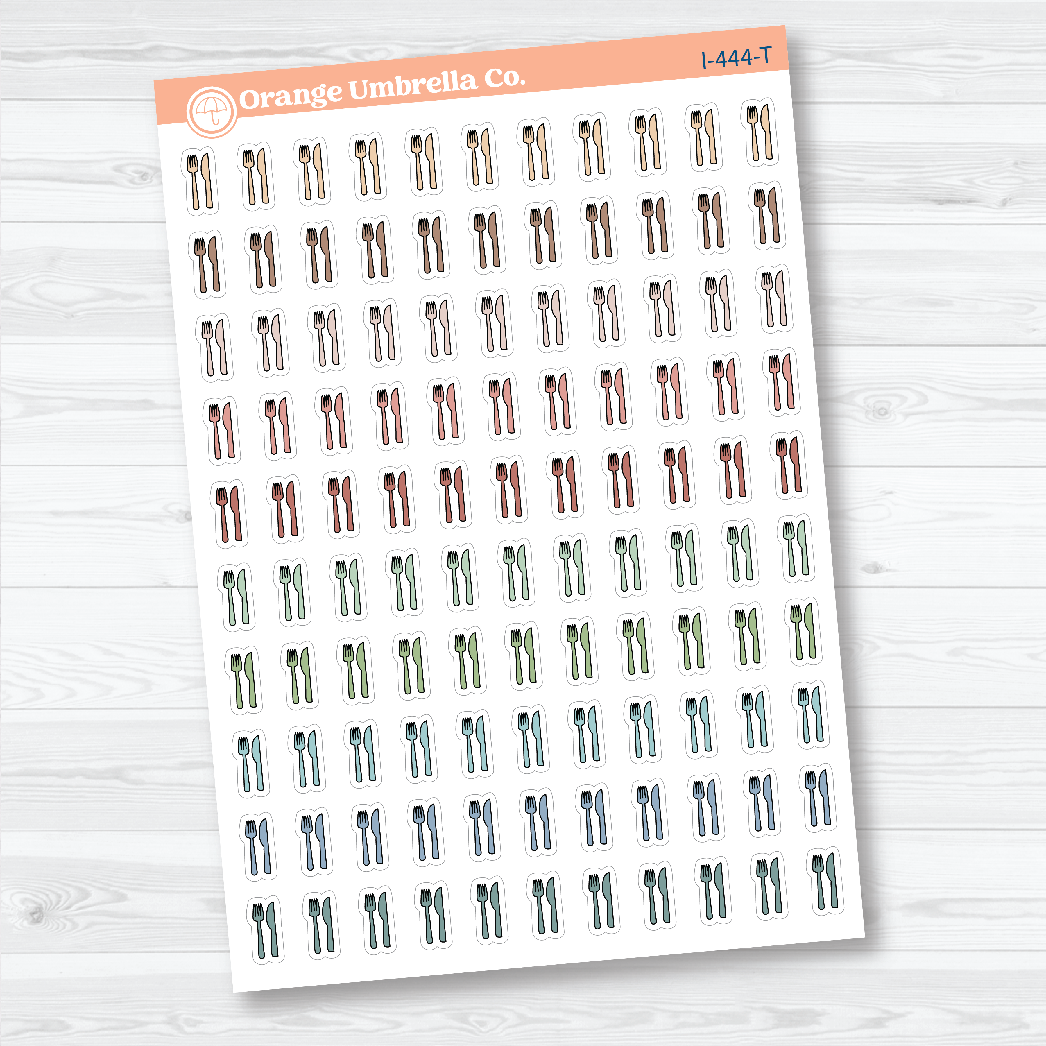 Hand Doodled Meal Planner Stickers | Fork & Knife Icon Planner Stickers | I-444
