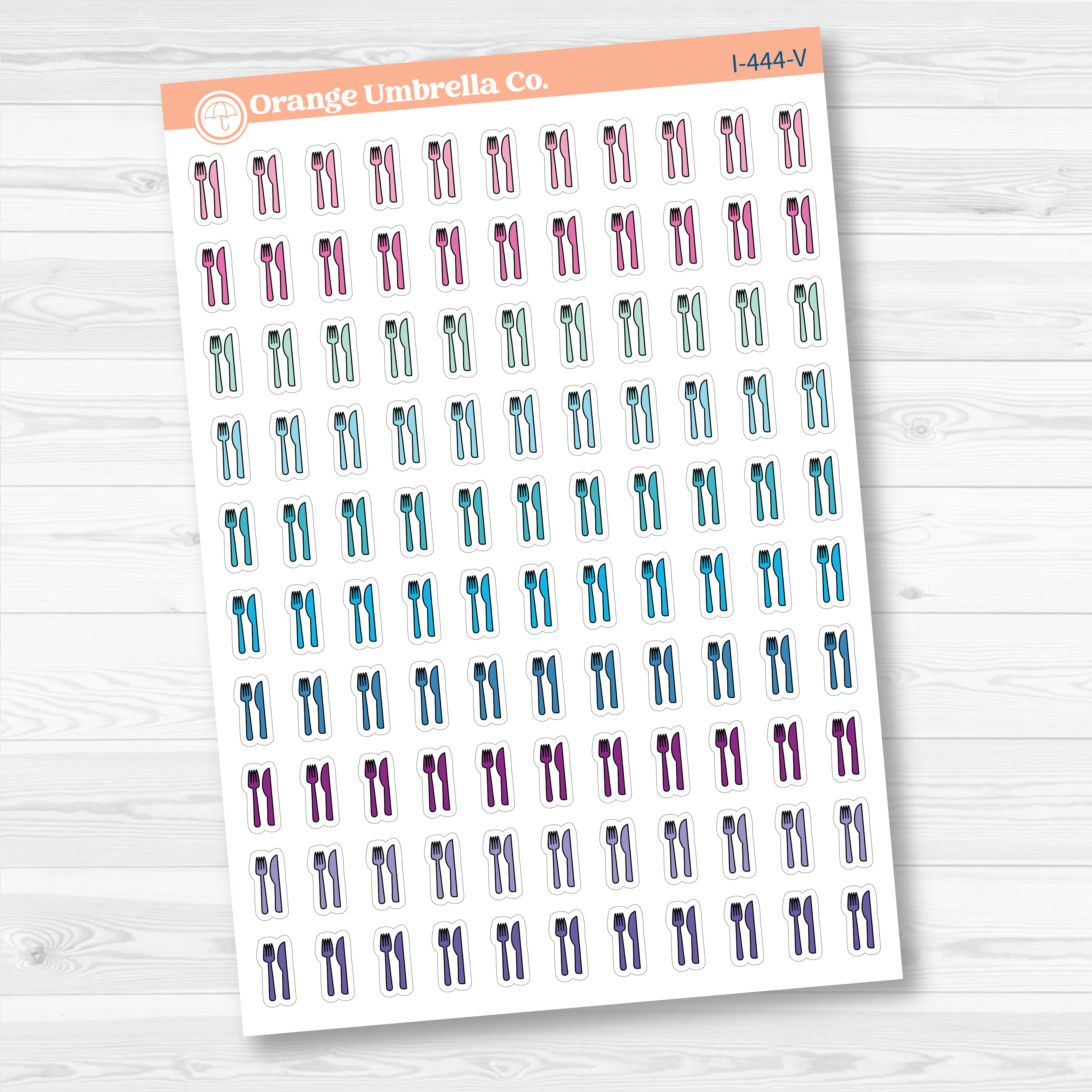 Hand Doodled Meal Planner Stickers | Fork & Knife Icon Planner Stickers | I-444
