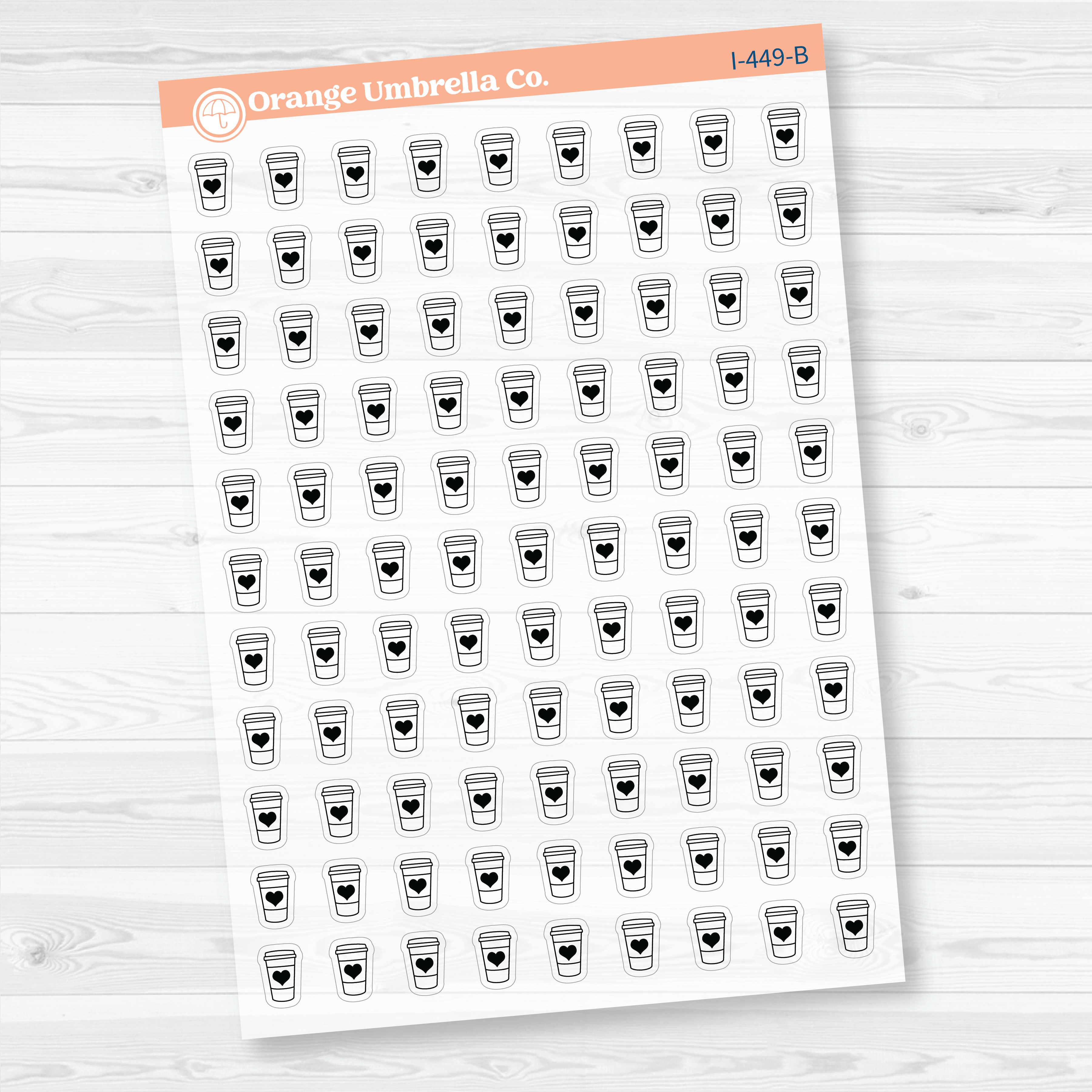 Hand Doodled Coffee Cup Clear Matte Planner Stickers | Coffee Icon Planner Stickers | I-449-CM